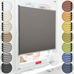 Schuette® Wabenplissee ohne Bohren nach Maß • Suprafix Klemmhalter “Incognito X" • Honey Kollektion: Swiss Chocolate (Taupe) • Profilfarbe: Silber