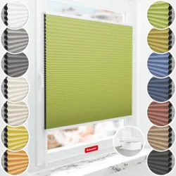 Schuette® Wabenplissee ohne Bohren nach Maß • Suprafix Klemmhalter "X" • Honey Kollektion: Green Tea (Grün) • Profilfarbe: Weiß