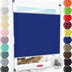 Schuette® Plissee ohne Bohren nach Maß • Suprafix Klemmhalter "X" • Premium Kollektion: Deep Lagoon (Blau) • Profilfarbe: Silber