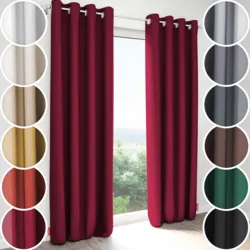 Schuette® Verdunkelungs-Vorhang Gardine mit Ösen nach Maß ● Century Black Kollektion: Fire Dance (Rot) ● 1 Stück ● Knitterfrei Pflegeleicht Thermo Blickdicht & stark Abdunkelnd