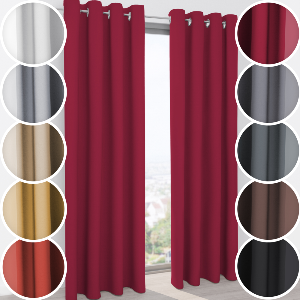 Schuette® Verdunkelungs-Vorhang Gardine mit Ösen nach Maß ● Century Black Kollektion: Firre Dance (Rot) ● 1 Stück ● Knitterfrei Pflegeleicht Thermo Blickdicht & stark Abdunkelnd