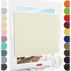 Schuette® Plissee mit Bohren nach Maß • Suprafix "Double 2in1" Schraub- & Klemmhalter • Thermo Kollektion: Sandstone (Beige) • Profilfarbe: Weiß
