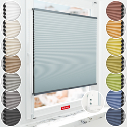 Schuette® Wabenplissee mit Bohren nach Maß • Suprafix "Double 2in1" Schraub- & Klemmhalter • Honey Kollektion: Cloud Nine (Pastellblau) • Profilfarbe: Anthrazit
