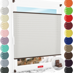 Schuette® Plissee ohne Bohren nach Maß • Suprafix Klemmhalter "X" • Premium Kollektion: A Way Home (Silber) • Profilfarbe: Walnuss