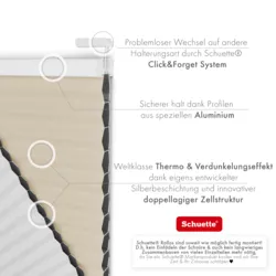 Schuette® Wabenplissee ohne Bohren nach Maß • Suprafix Klemmhalter “Incognito X" • Honey Kollektion: The Dune (Beige) • Profilfarbe: Weiß
