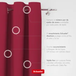 Schuette® Verdunkelungs-Vorhang Gardine mit Ösen nach Maß ● Century Black Kollektion: Fire Dance (Rot) ● 1 Stück ● Knitterfrei Pflegeleicht Thermo Blickdicht & stark Abdunkelnd