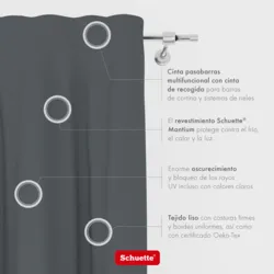 Schuette® Verdunkelungs-Vorhang Gardine mit Tunnelband nach Maß ● Century Black Kollektion: Shadow Touch (Grau) ● 1 Stück ● Knitterfrei Pflegeleicht Thermo Blickdicht & stark Abdunkelnd