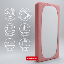 Schuette® Topper Spannbettlaken • 90 x 200 • Wow! Kollektion: Pink Fiction (Altrosa) • 100% Superfluff Baumwolle, Blickdicht, Faltenfrei • mit Rundumgummi • Matratzenhöhe bis 10 cm
