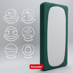 Schuette® Topper Spannbettlaken • 180 x 200 • Wow! Kollektion: Miss Emerald (Dunkelgrün) • 100% Superfluff Baumwolle, Blickdicht, Faltenfrei • mit Rundumgummi • Matratzenhöhe bis 10 cm