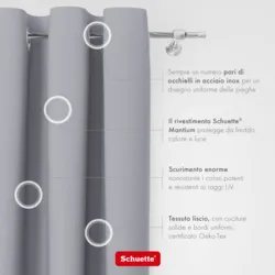Schuette® Verdunkelungs-Vorhang Gardine mit Ösen nach Maß ● Century Black Kollektion: Fine Platinium (Silber) ● 1 Stück ● Knitterfrei Pflegeleicht Thermo Blickdicht & stark Abdunkelnd