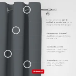 Schuette® Verdunkelungs-Vorhang Gardine mit Ösen nach Maß ● Century Black Kollektion: Shadow Touch (Grau) ● 1 Stück ● Knitterfrei Pflegeleicht Thermo Blickdicht & stark Abdunkelnd