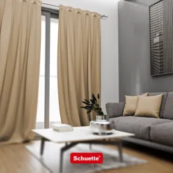 Schuette® Verdunkelungs-Vorhang Gardine mit Tunnelband nach Maß ● Century Black Kollektion: Safari Trail (Beige) ● 1 Stück ● Knitterfrei Pflegeleicht Thermo Blickdicht & stark Abdunkelnd