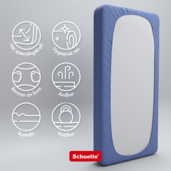 Schuette® Spannbettlaken mit Rundumgummi • 70 x 200 • Wow! Kollektion: Tru Blu (Dunkelblau) • 100% Superfluff Baumwolle, Blickdicht, Faltenfrei • Matratzenhöhe bis 15 cm