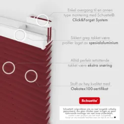 Schuette® Dachfenster Plissee nach Maß • Thermo Kollektion: Scarlet Wine (Rot) • Profilfarbe: Weiß