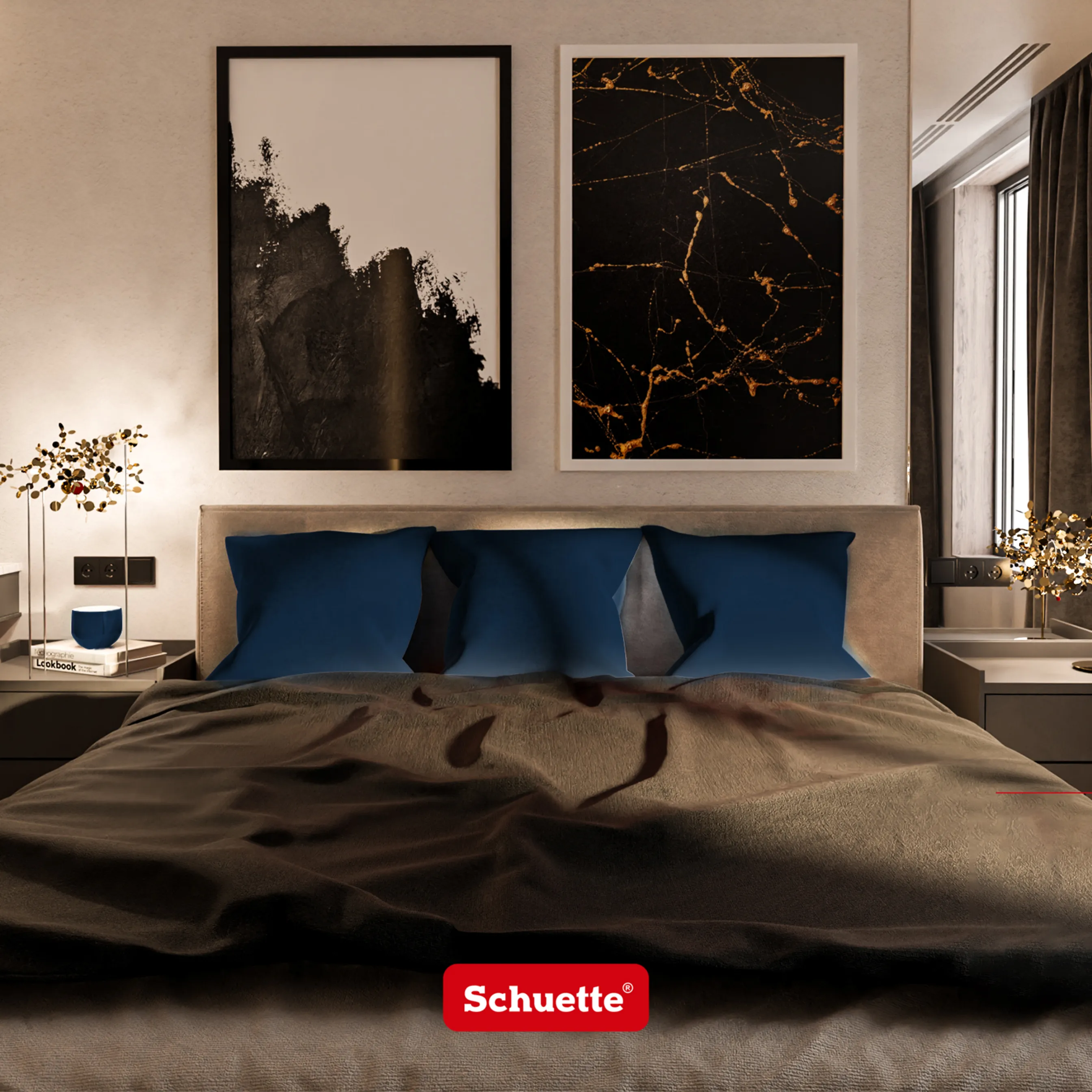 Schuette® Dekorativer Kissenbezug aus Samt mit verdecktem Reißverschluss • Millenium Velvet Kollektion: Royal Blue (Blue) • 1 Stück • Knitterfrei • Kuschelweich