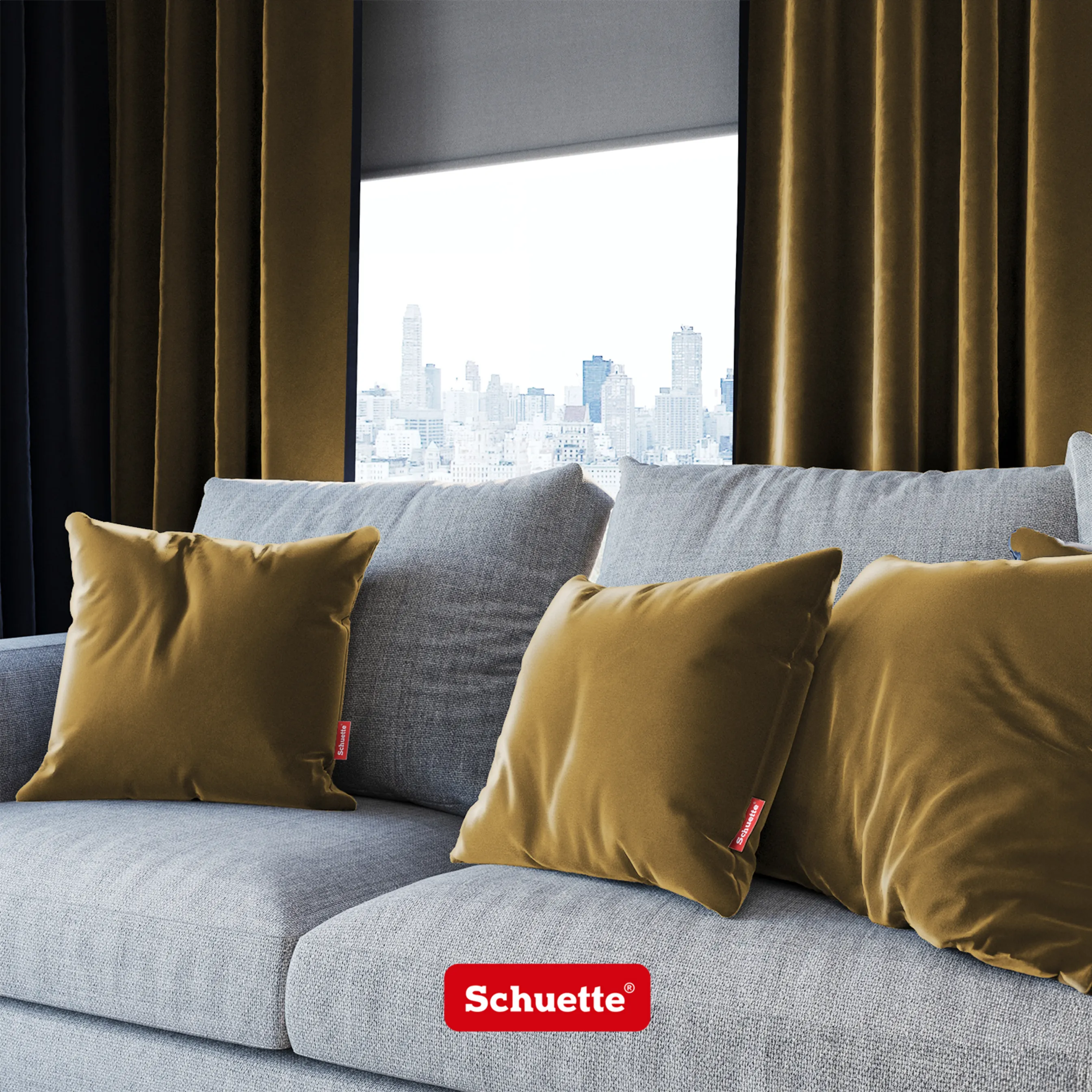 Schuette® Dekorativer Kissenbezug aus Samt mit verdecktem Reißverschluss • Millenium Velvet Kollektion: Butterscotch (Yellow) • 1 Stück • Knitterfrei • Kuschelweich