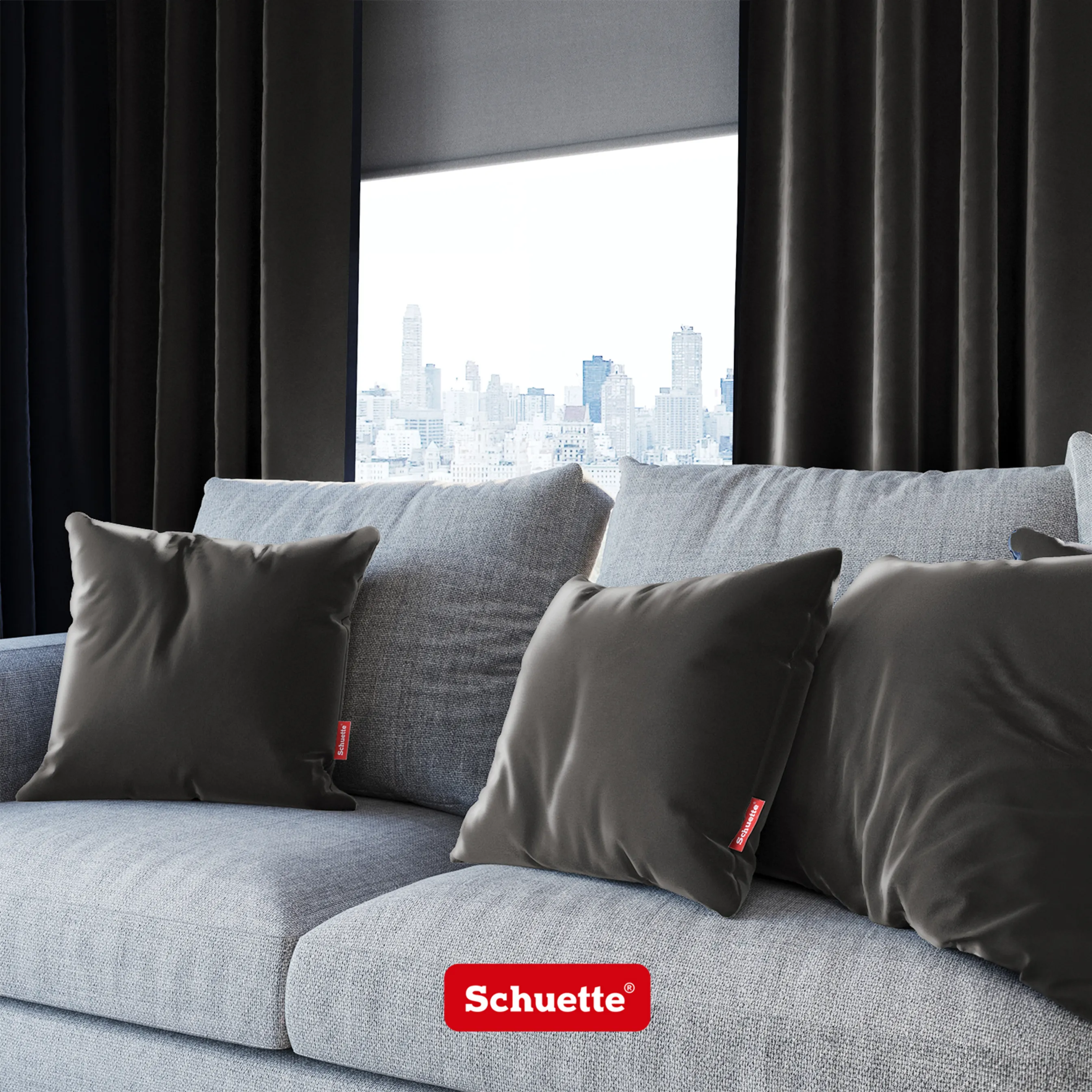 Schuette® Dekorativer Kissenbezug aus Samt mit verdecktem Reißverschluss • Millenium Velvet Kollektion: Great Wolf (Gray) • 1 Stück • Knitterfrei • Kuschelweich
