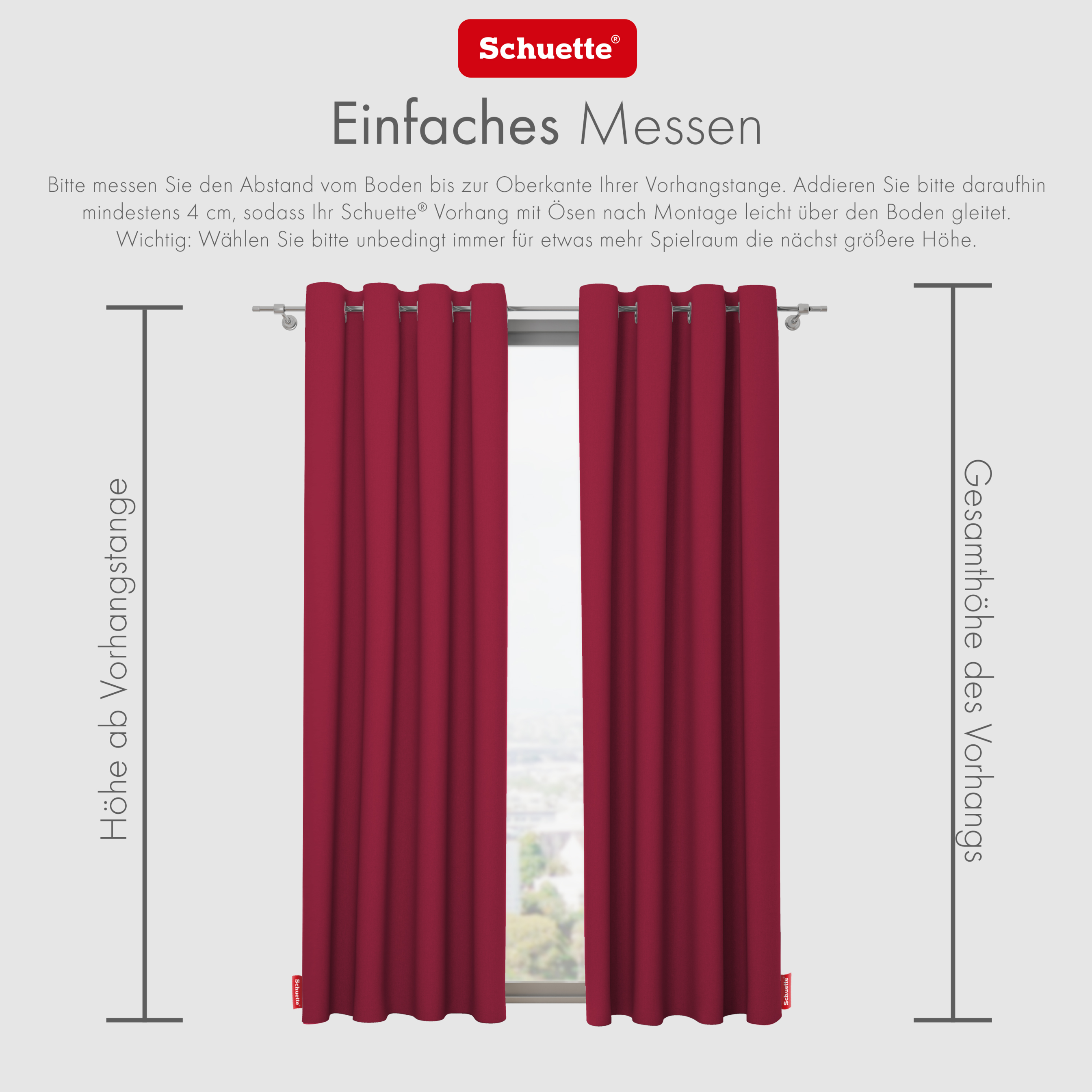 Schuette® Verdunkelungs-Vorhang Gardine mit Ösen nach Maß ● Century Black Kollektion: Firre Dance (Rot) ● 1 Stück ● Knitterfrei Pflegeleicht Thermo Blickdicht & stark Abdunkelnd
