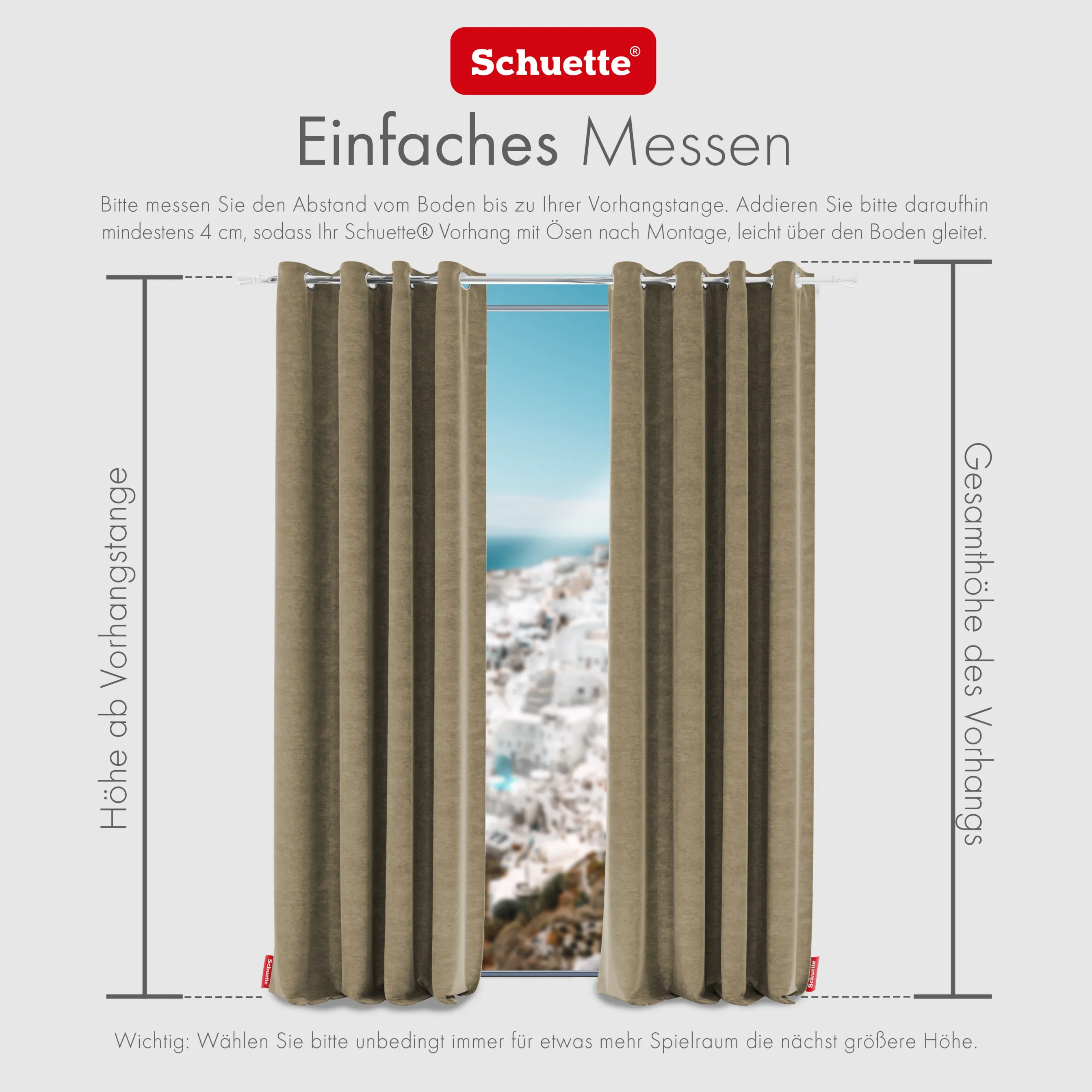 Schuette® Verdunkelungs-Vorhang Gardine mit Ösen nach Maß ● Millenium Velvet Kollektion: Brown Teddy (Beige) ● 1 Stück ● Knitterfrei Pflegeleicht Thermo Blickdicht & stark Abdunkelnd