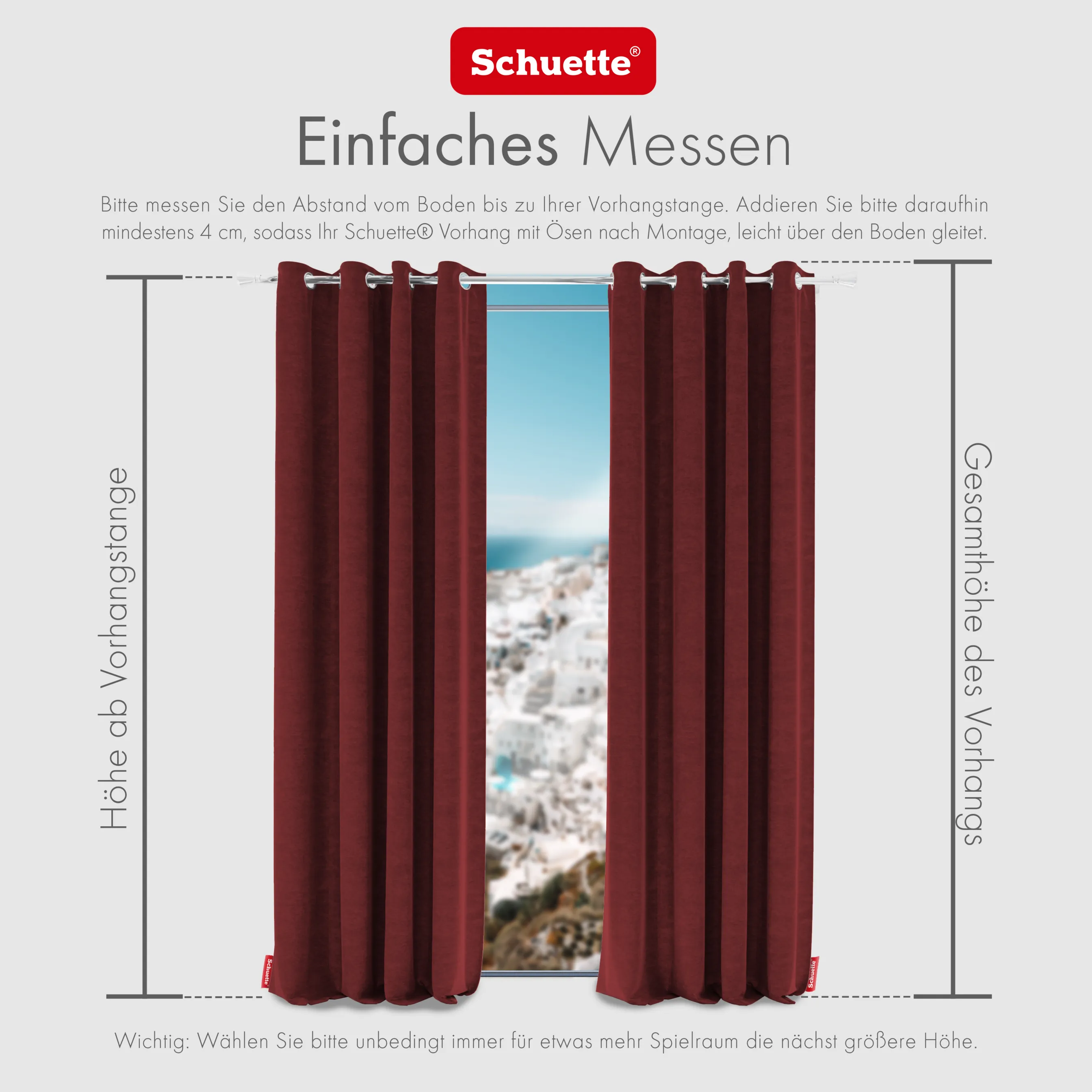 Schuette® Verdunkelungs-Vorhang Gardine mit Ösen nach Maß ● Millenium Velvet Kollektion: Carmine (Rot) ● 1 Stück ● Knitterfrei Pflegeleicht Thermo Blickdicht & stark Abdunkelnd