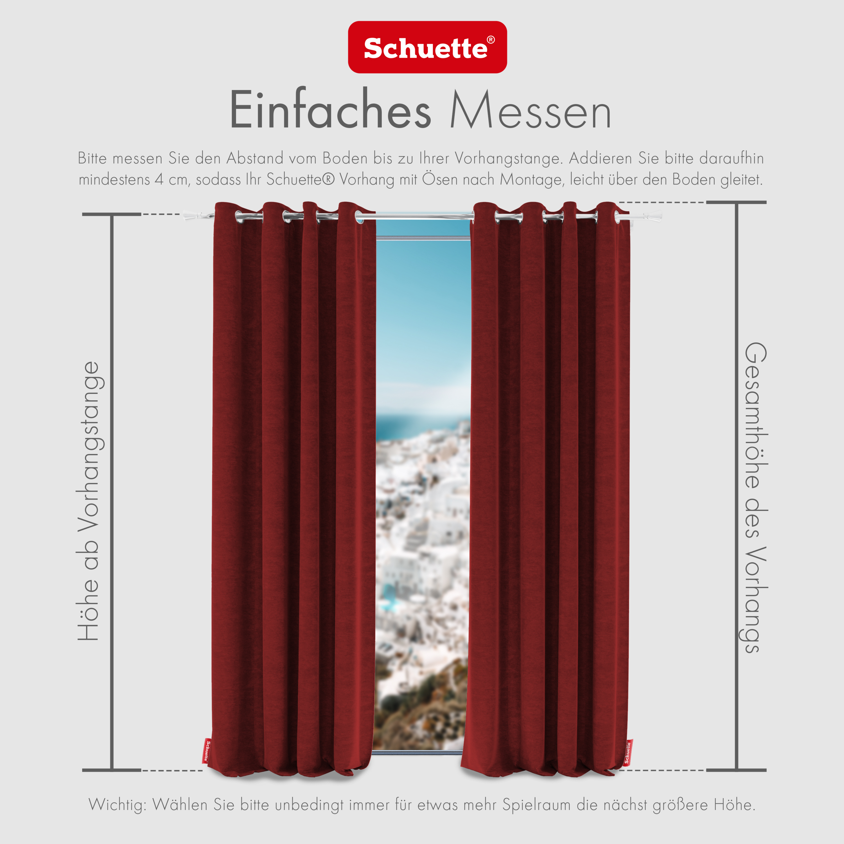 Schuette® Verdunkelungs-Vorhang Gardine mit Ösen ● Millenium Velvet Kollektion: Sangria (Rot) ● 1 Stück ● Knitterfrei Pflegeleicht Thermo Blickdicht & stark Abdunkelnd