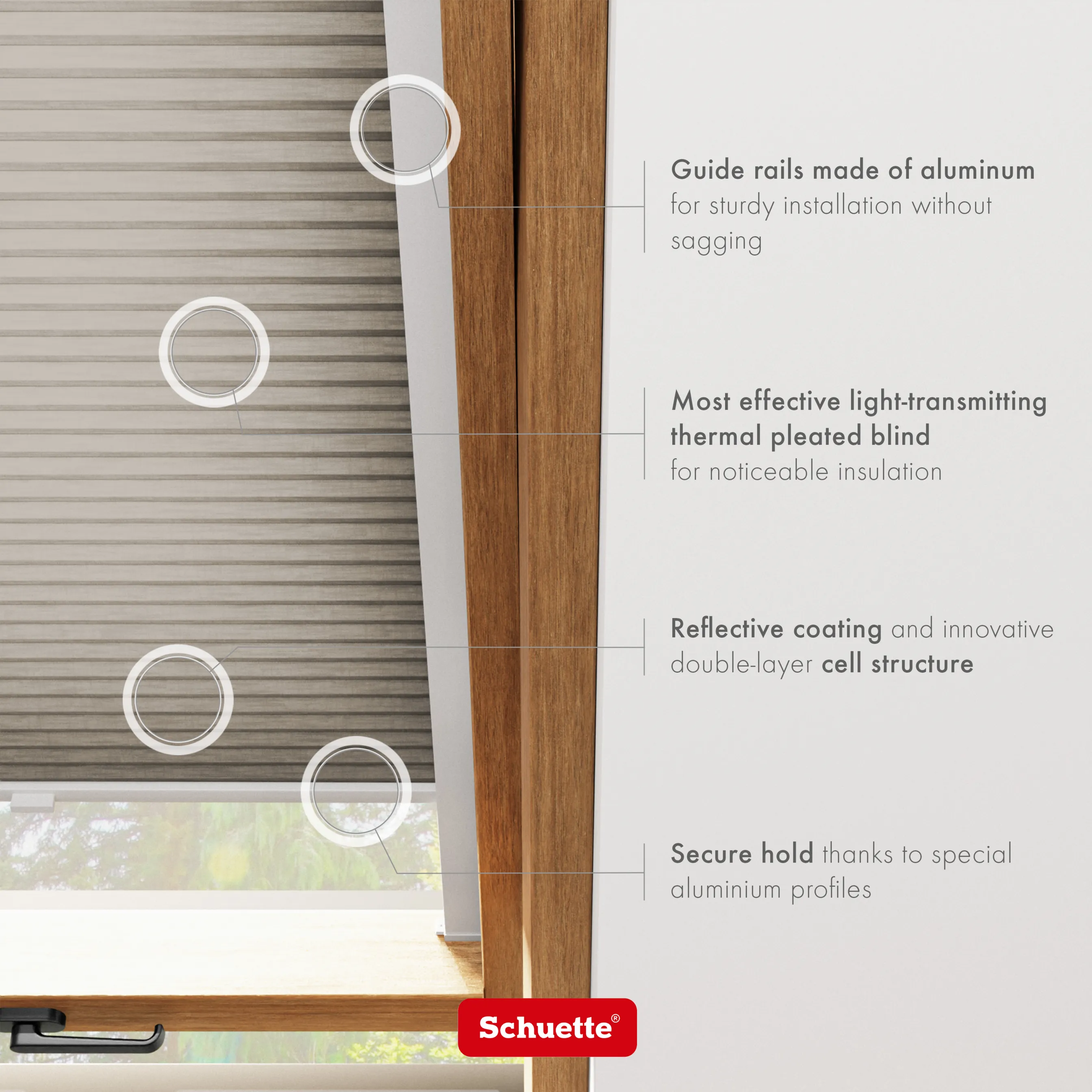 Schuette® Dachfenster Wabenplissee nach Maß • Thermo x Honey Kollektion: Truffle Dust (Taupe) • Profilfarbe: Braun