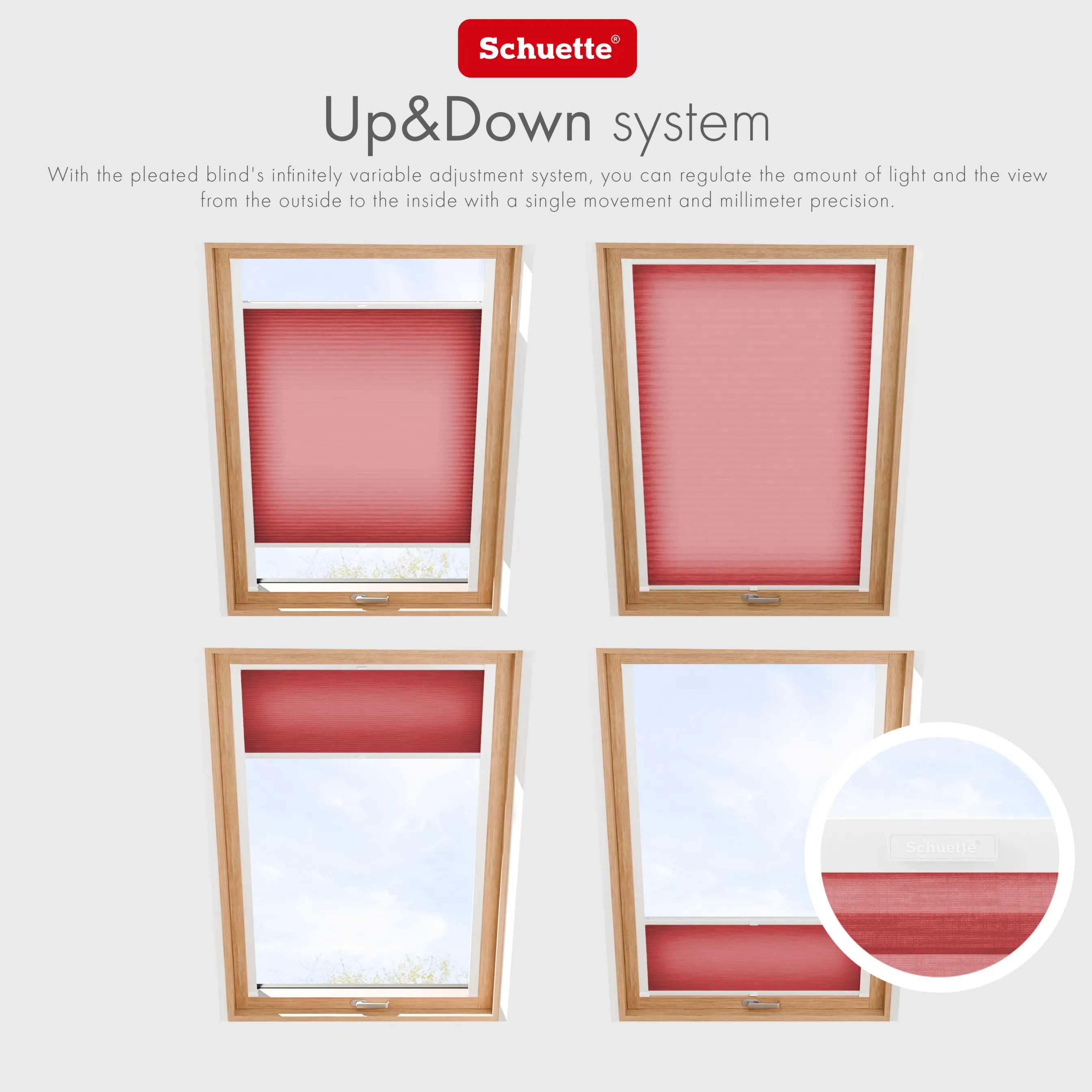 Schuette® Dachfenster Wabenplissee nach Maß • Thermo x Honey Kollektion: Cherrished (Rot) • Profilfarbe: Braun