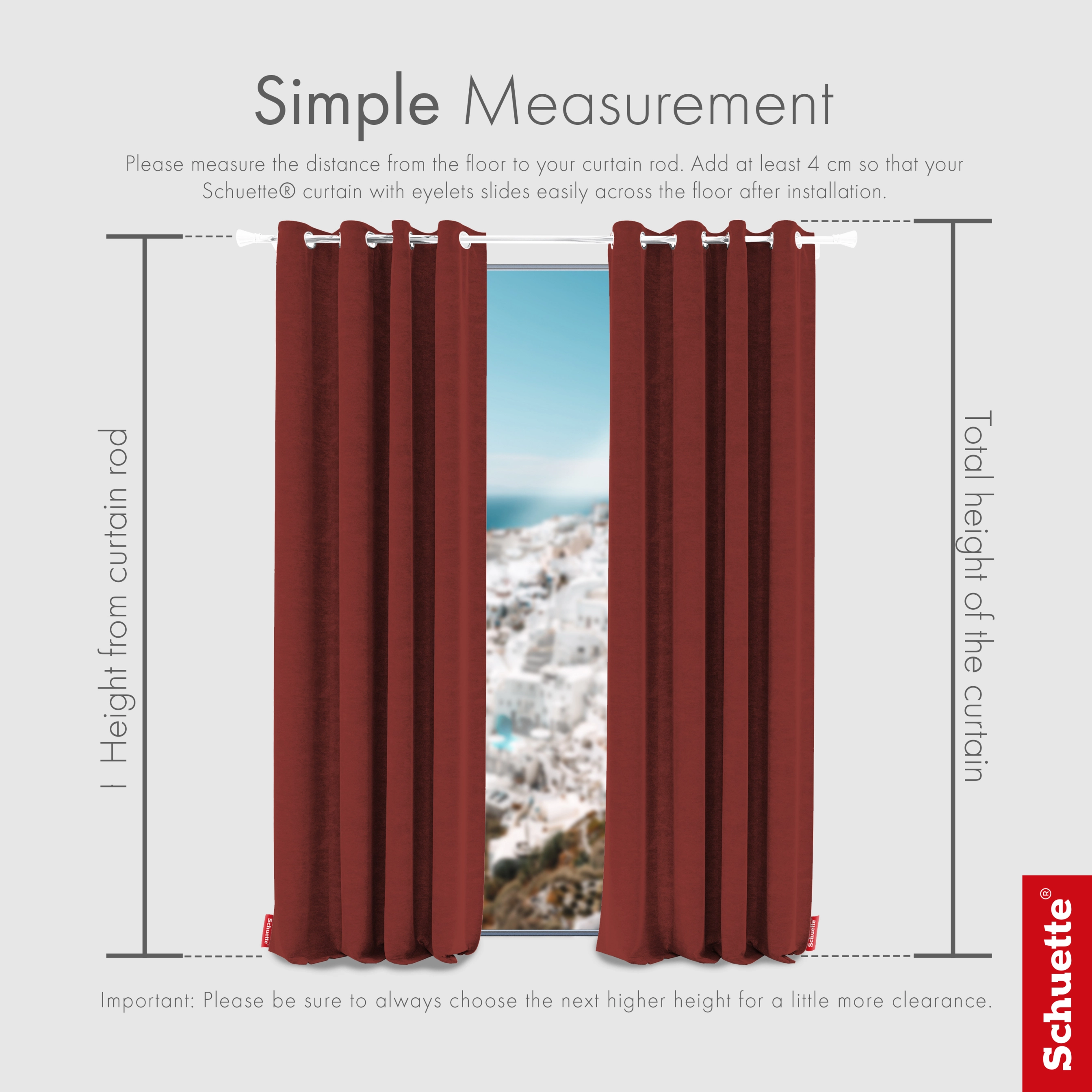 Schuette® Blackout Curtain with Eyelets ● Millenium Velvet Collection: Carmine (Red) ● 1 piece ● Crease-resistant Easy-care Thermo Opaque & heavily darkening