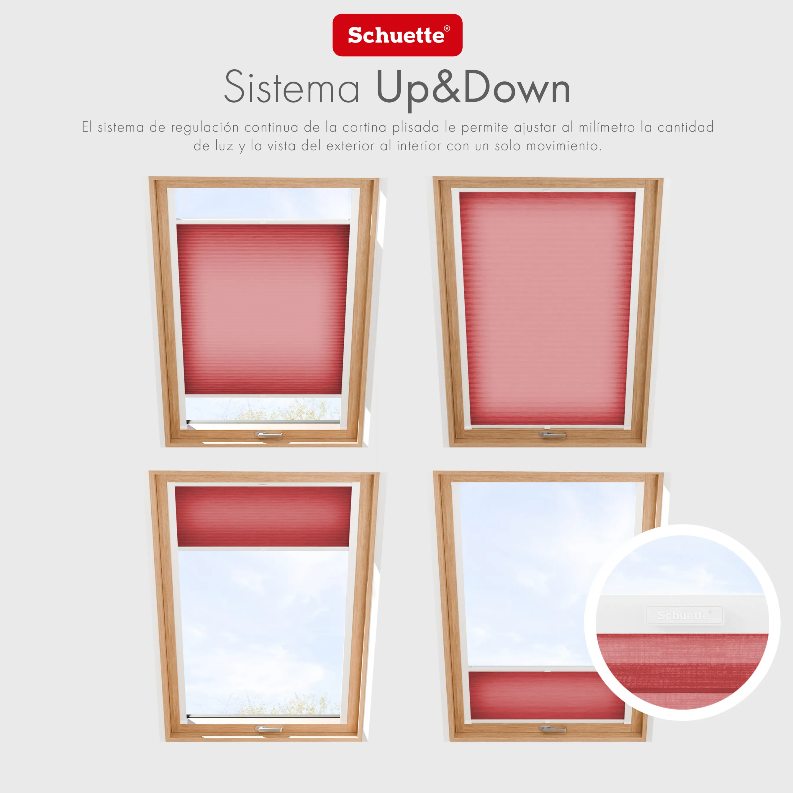 Schuette® Dachfenster Wabenplissee nach Maß • Thermo x Honey Kollektion: Cherrished (Rot) • Profilfarbe: Braun