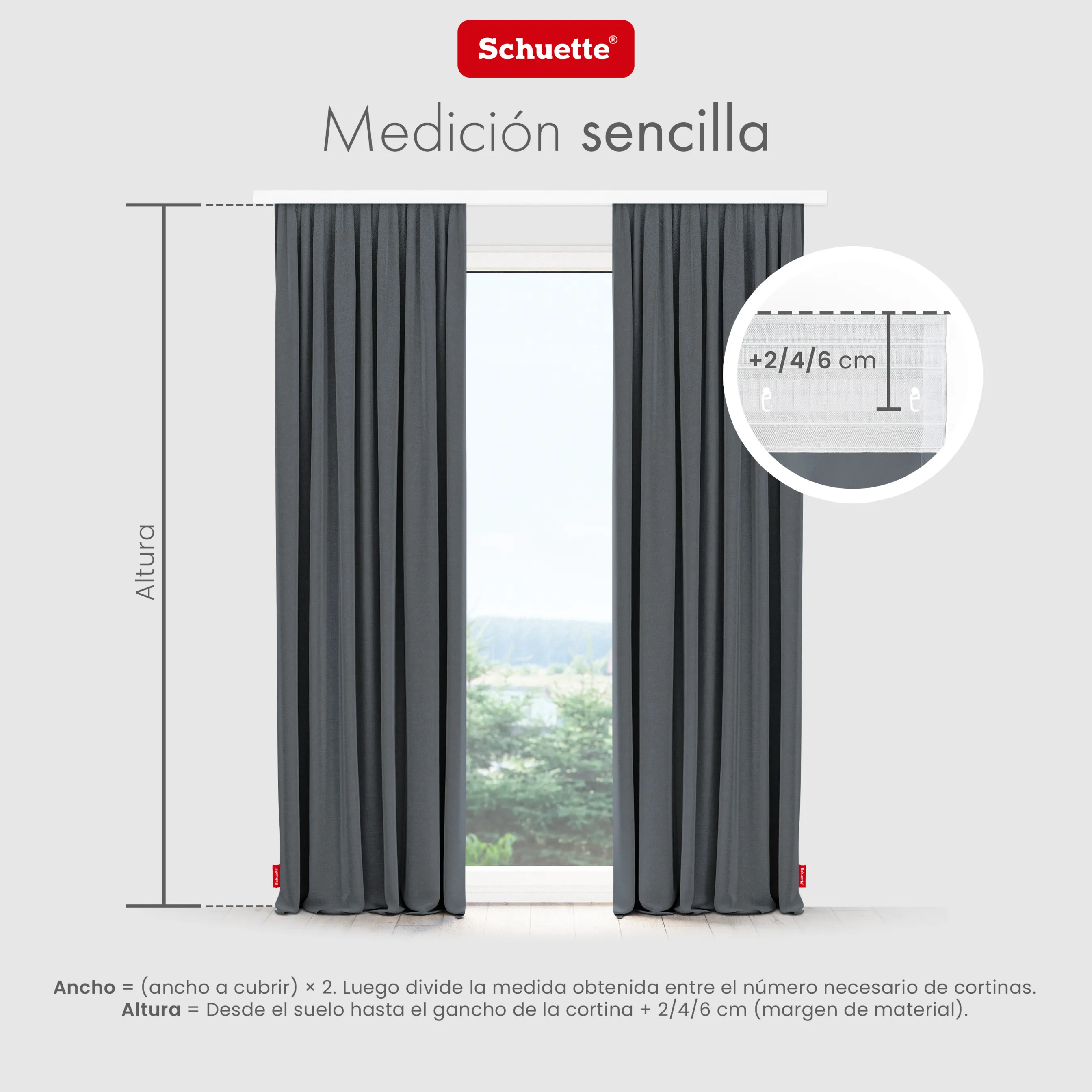 Schuette® Verdunkelungs-Vorhang Gardine mit Tunnelband nach Maß ● Century Black Kollektion: Shadow Touch (Grau) ● 1 Stück ● Knitterfrei Pflegeleicht Thermo Blickdicht & stark Abdunkelnd