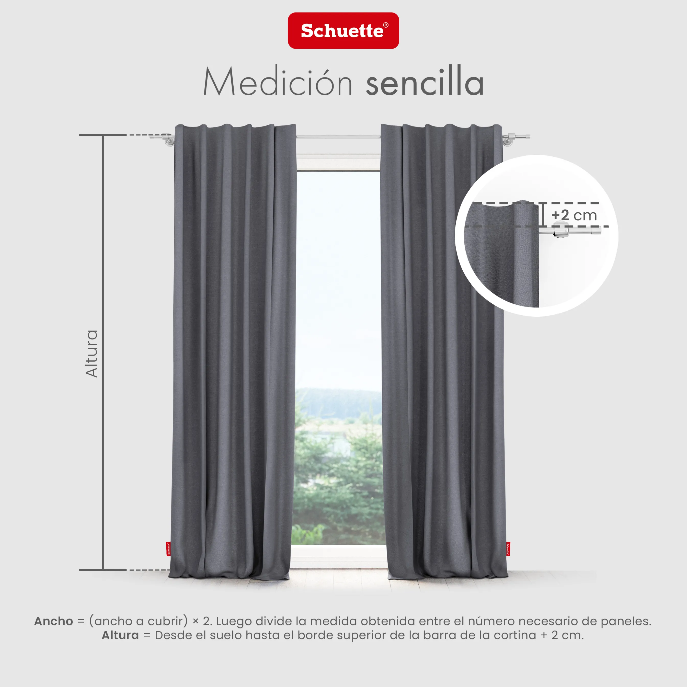 Schuette® Verdunkelungs-Vorhang Gardine mit Tunnelband nach Maß ● Century Black Kollektion: Misty Harbor (Grau) ● 1 Stück ● Knitterfrei Pflegeleicht Thermo Blickdicht & stark Abdunkelnd
