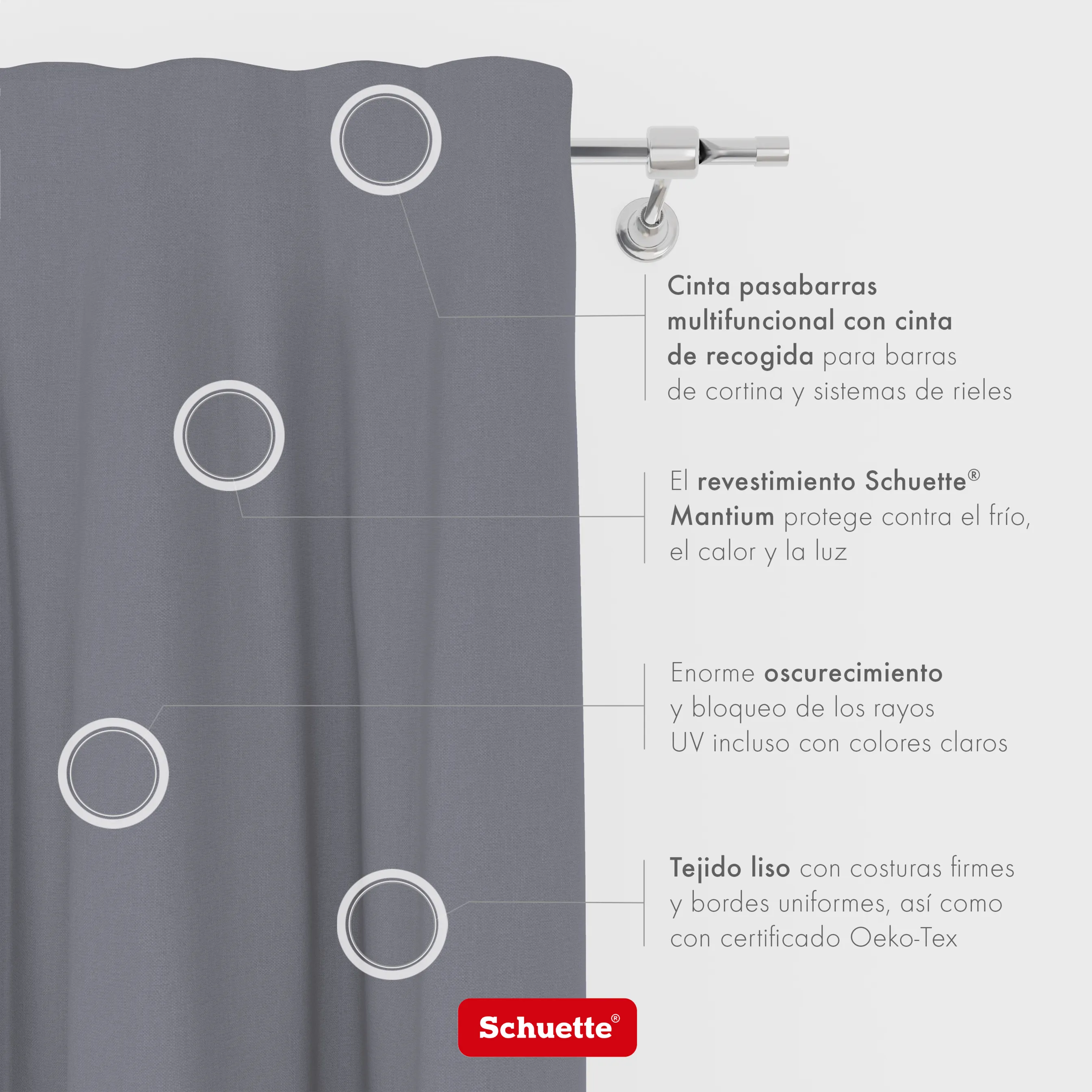 Schuette® Verdunkelungs-Vorhang Gardine mit Tunnelband nach Maß ● Century Black Kollektion: Misty Harbor (Grau) ● 1 Stück ● Knitterfrei Pflegeleicht Thermo Blickdicht & stark Abdunkelnd