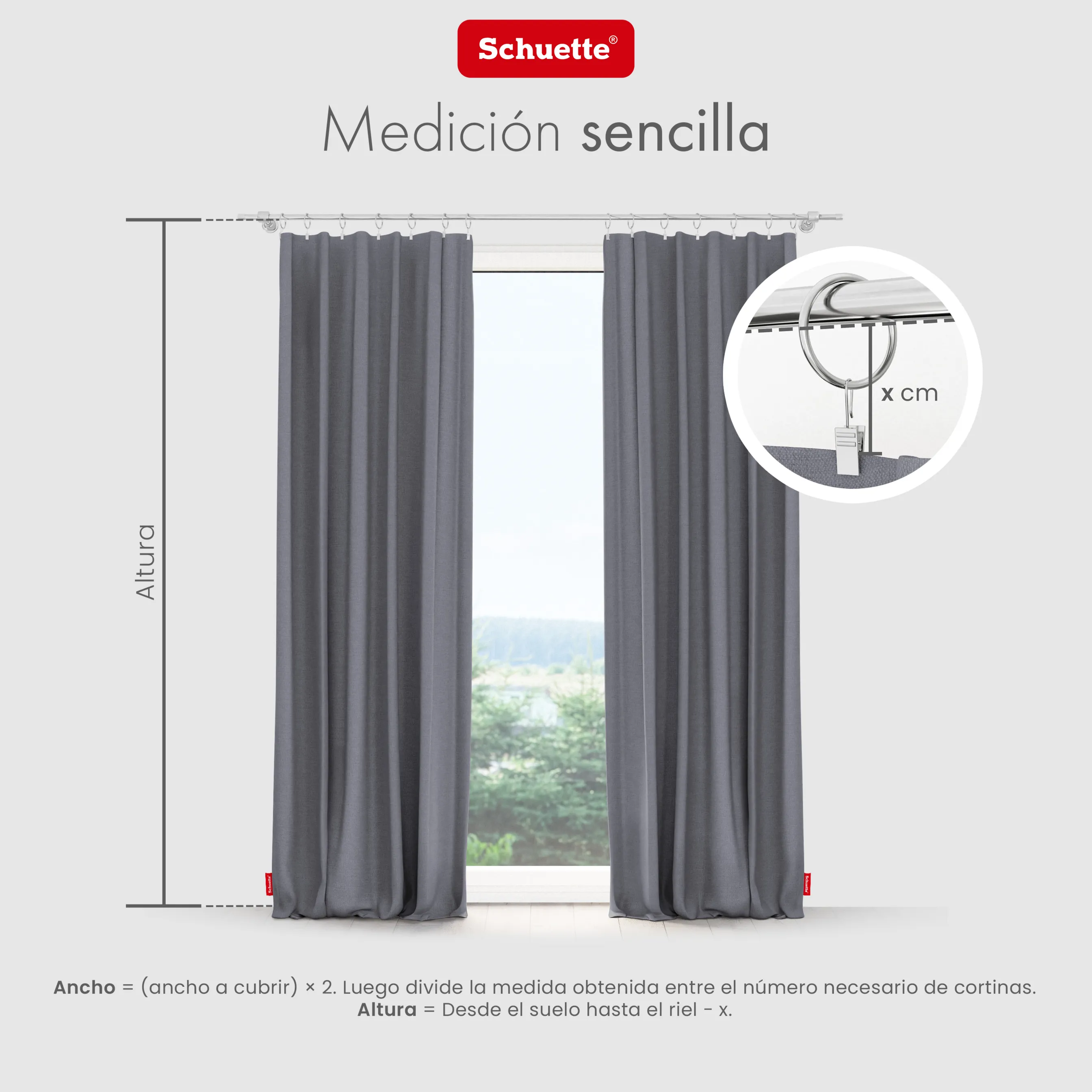 Schuette® Verdunkelungs-Vorhang Gardine mit Tunnelband nach Maß ● Century Black Kollektion: Misty Harbor (Grau) ● 1 Stück ● Knitterfrei Pflegeleicht Thermo Blickdicht & stark Abdunkelnd