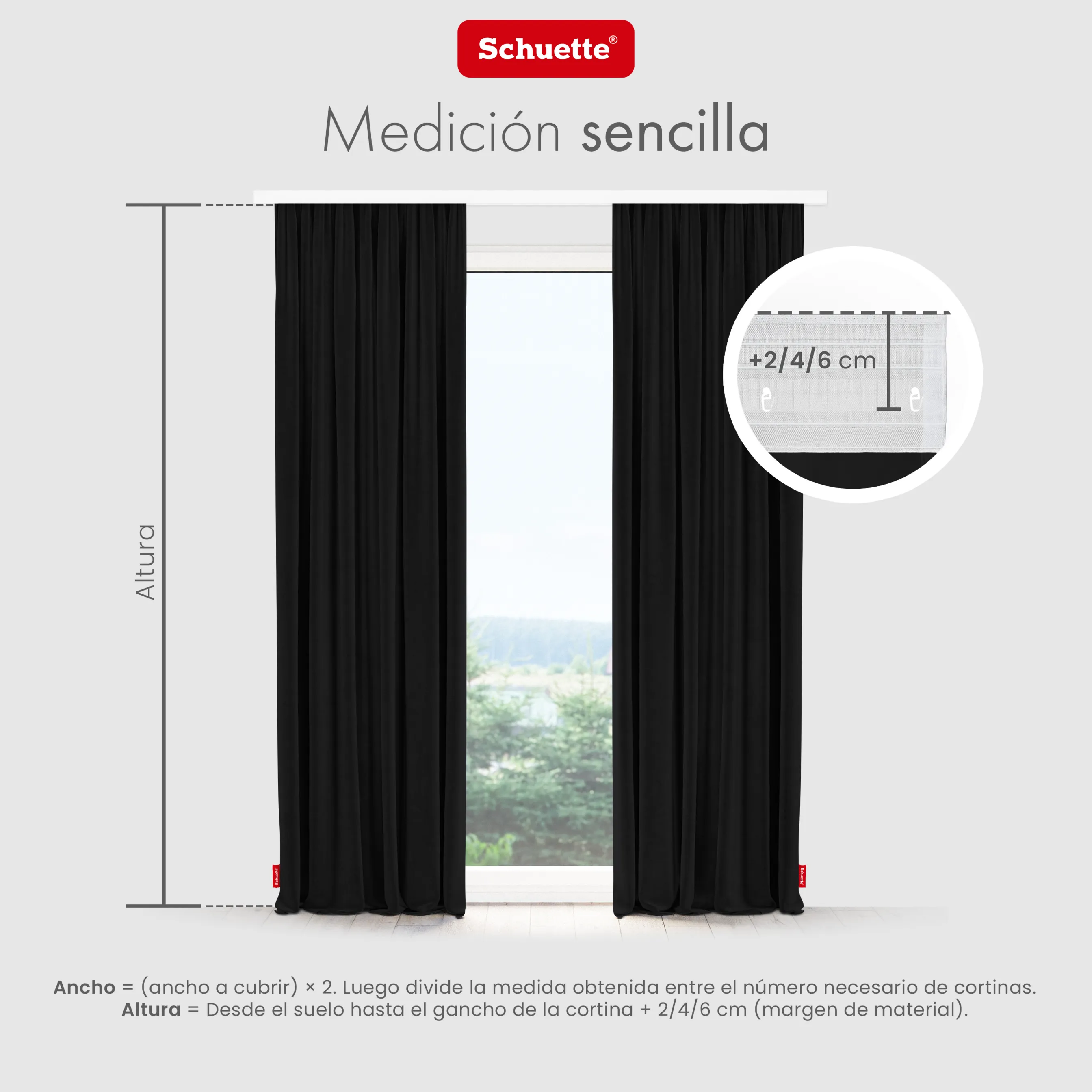 Schuette® Verdunkelungs-Vorhang Gardine mit Tunnelband nach Maß ● Millenium Velvet Kollektion: Black Swan (Schwarz) ● 1 Stück ● Knitterfrei Pflegeleicht Thermo Blickdicht & stark Abdunkelnd