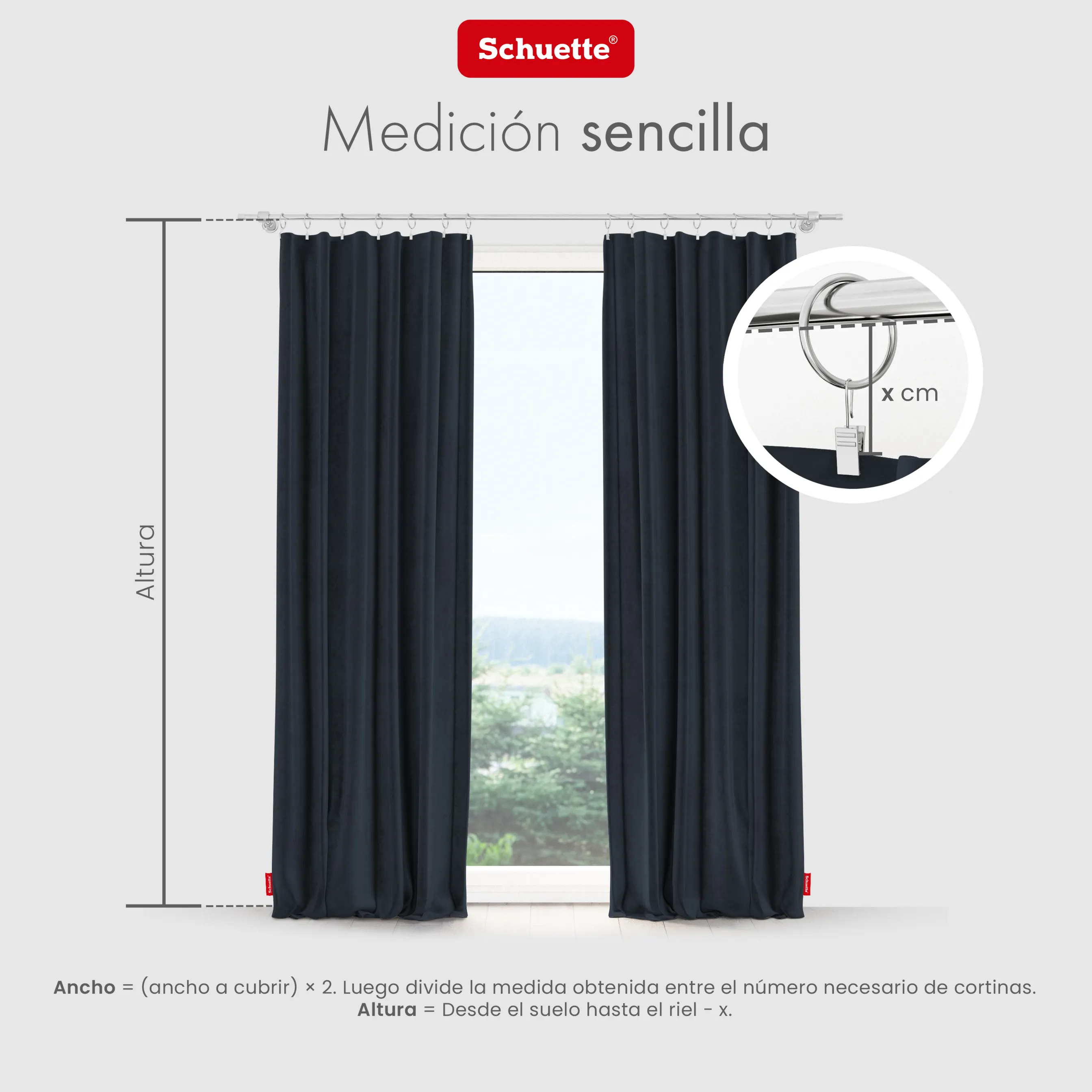 Schuette® Verdunkelungs-Vorhang Gardine mit Tunnelband nach Maß ● Millenium Velvet Kollektion: Anchor (Blau) ● 1 Stück ● Knitterfrei Pflegeleicht Thermo Blickdicht & stark Abdunkelnd