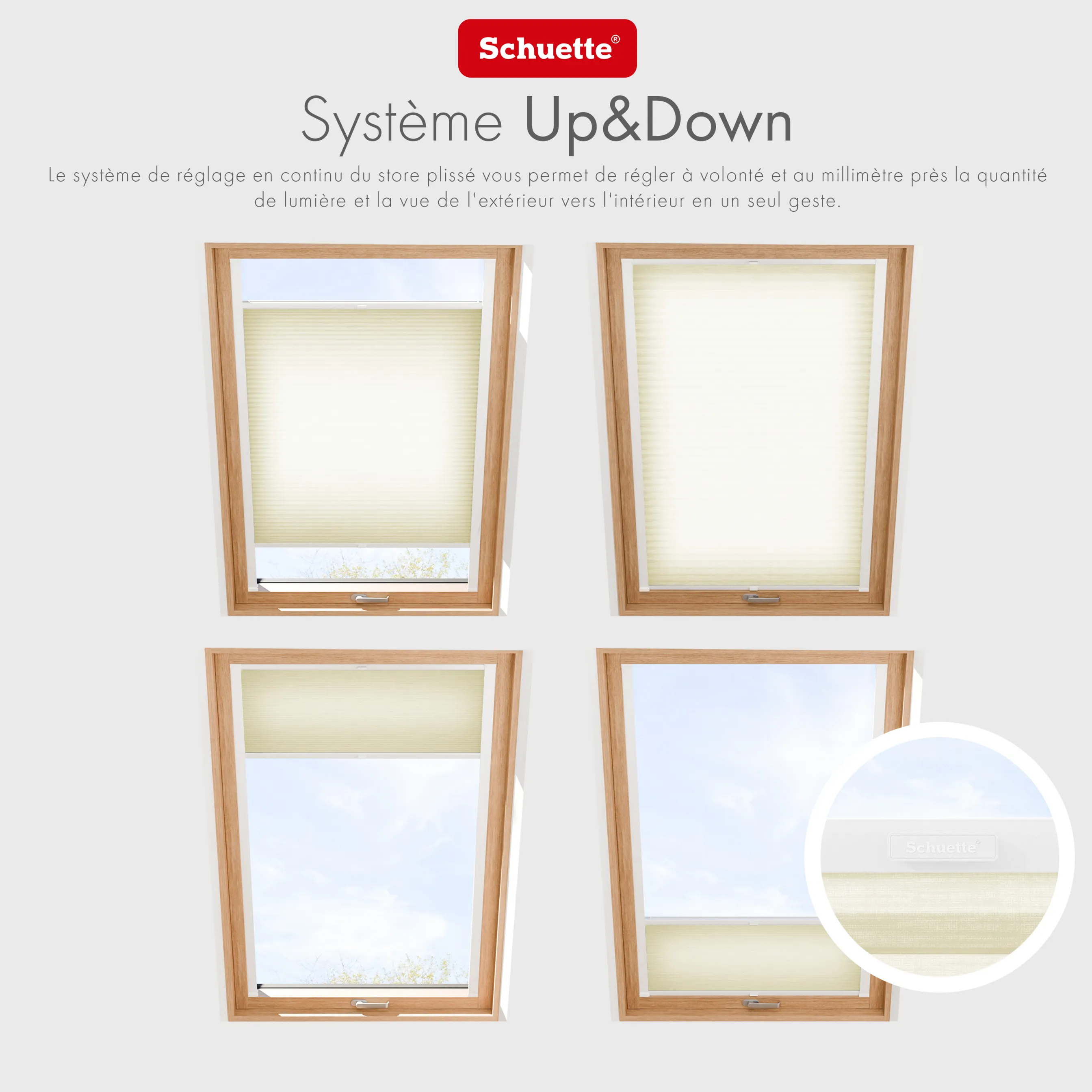 Schuette® Dachfenster Wabenplissee nach Maß • Thermo x Honey Kollektion: Butterlight (Beige) • Profilfarbe: Walnuss