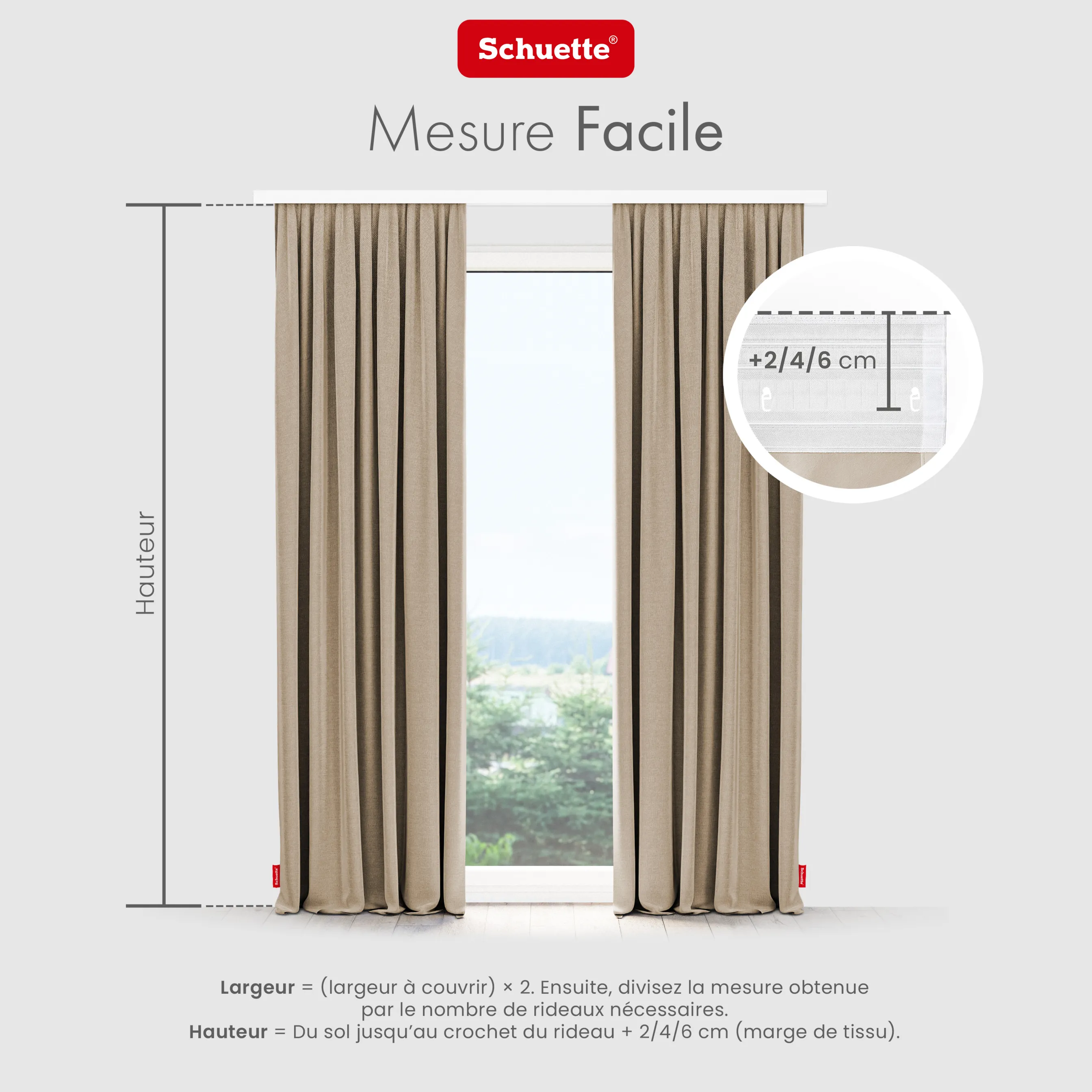 Schuette® Verdunkelungs-Vorhang Gardine mit Tunnelband nach Maß ● Century Black Kollektion: Safari Trail (Beige) ● 1 Stück ● Knitterfrei Pflegeleicht Thermo Blickdicht & stark Abdunkelnd