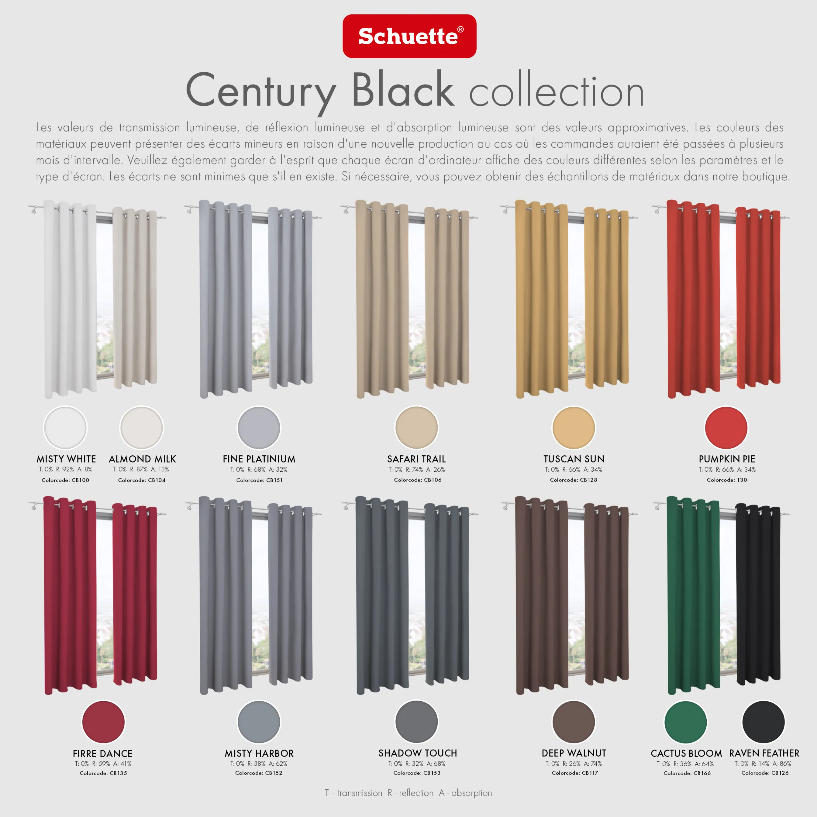 Schuette® Verdunkelungsvorhang Stoffmuster • Century Black Kollektion: Shadow Touch (Grey)