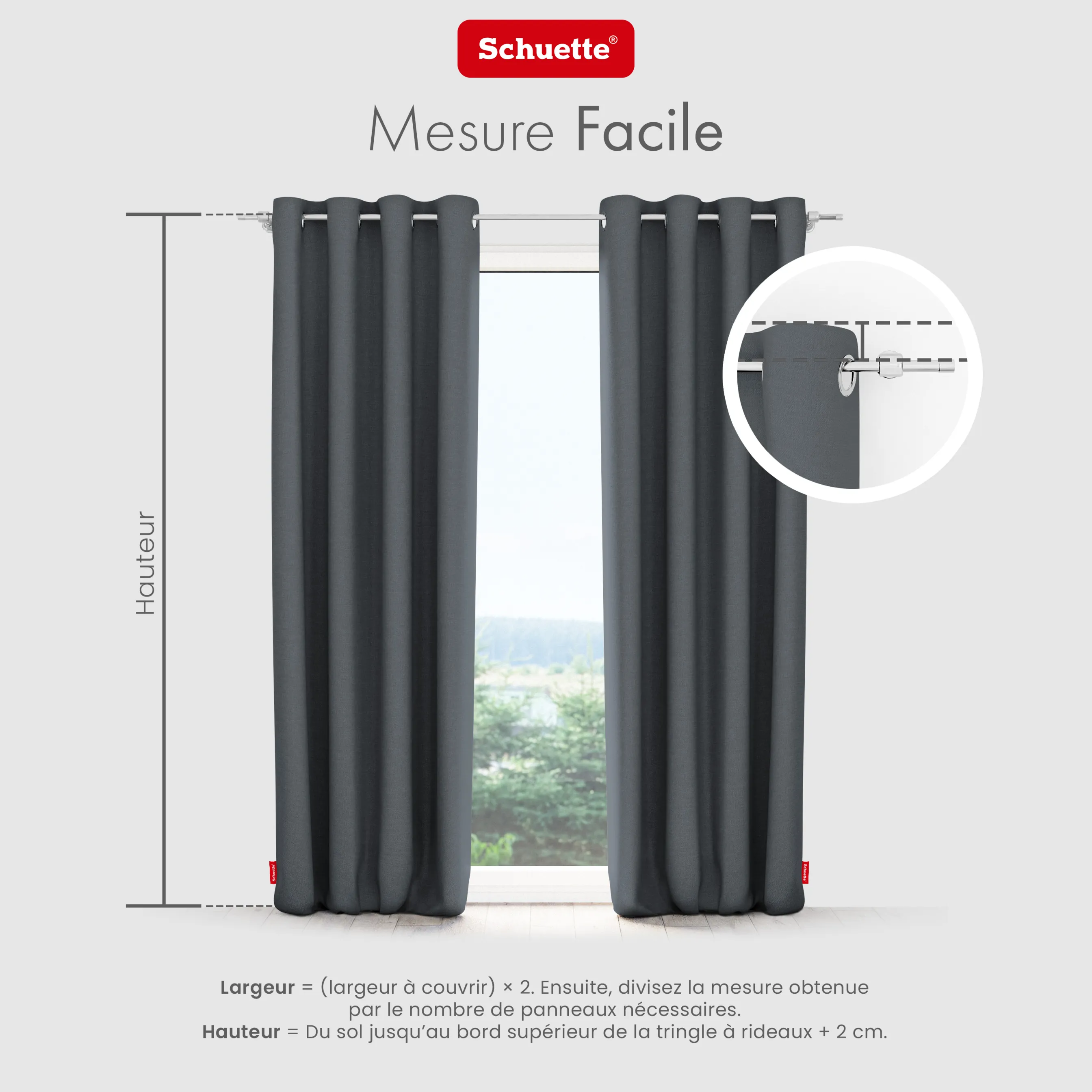 Schuette® Verdunkelungs-Vorhang Gardine mit Ösen nach Maß ● Century Black Kollektion: Shadow Touch (Grau) ● 1 Stück ● Knitterfrei Pflegeleicht Thermo Blickdicht & stark Abdunkelnd