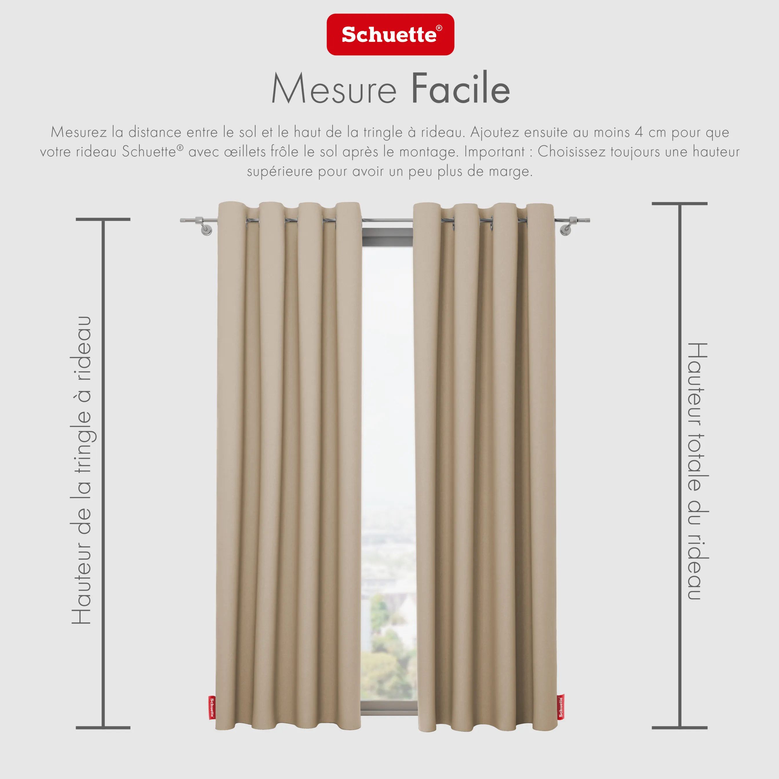 Schuette® Verdunkelungs-Vorhang Gardine mit Tunnelband nach Maß ● Century Black Kollektion: Safari Trail (Beige) ● 1 Stück ● Knitterfrei Pflegeleicht Thermo Blickdicht & stark Abdunkelnd