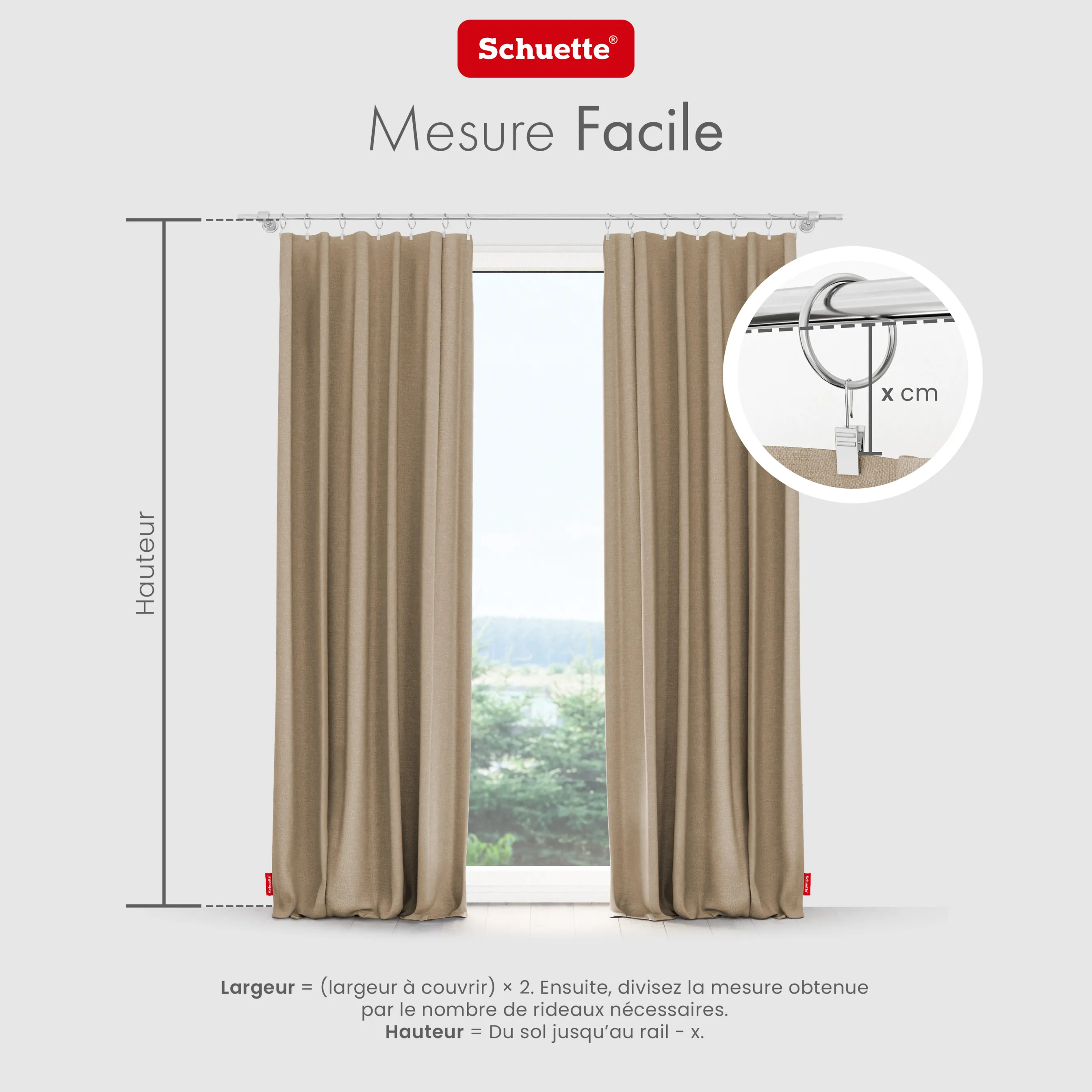 Schuette® Verdunkelungs-Vorhang Gardine mit Tunnelband nach Maß ● Century Black Kollektion: Safari Trail (Beige) ● 1 Stück ● Knitterfrei Pflegeleicht Thermo Blickdicht & stark Abdunkelnd