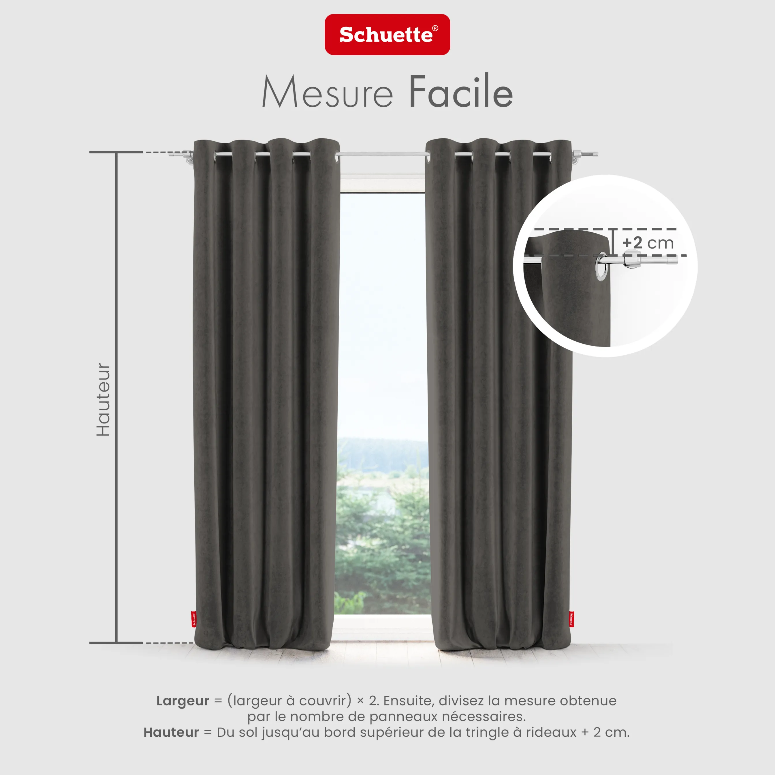 Schuette® Verdunkelungs-Vorhang Gardine mit Ösen nach Maß ● Millenium Velvet Kollektion: Great Wolf (Grau) ● 1 Stück ● Knitterfrei Pflegeleicht Thermo Blickdicht & stark Abdunkelnd