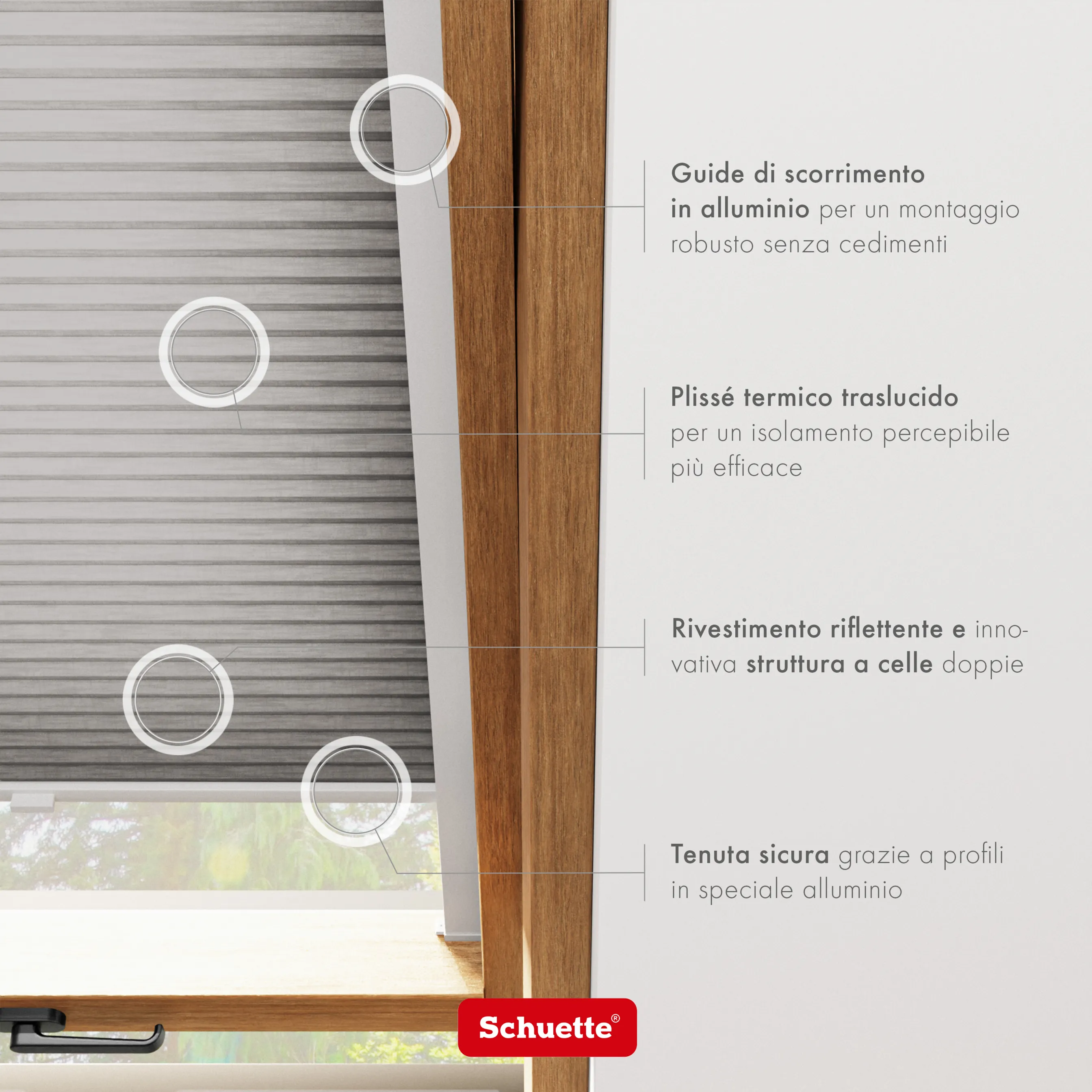 Schuette® Dachfenster Wabenplissee nach Maß • Thermo x Honey Kollektion: Overbaked (Grau) • Profilfarbe: Walnuss