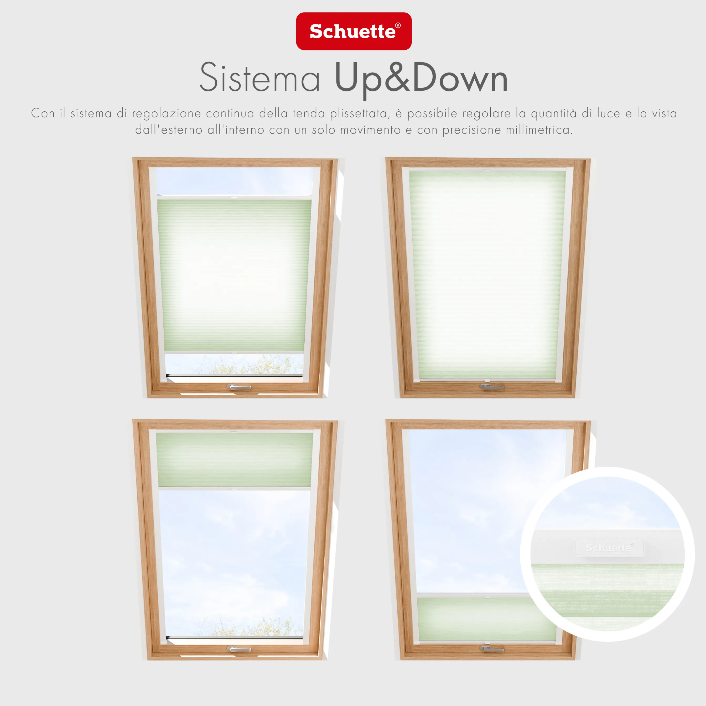 Schuette® Dachfenster Wabenplissee nach Maß • Thermo x Honey Kollektion: Let’s Matcha! (Pastellgrün) • Profilfarbe: Anthrazit