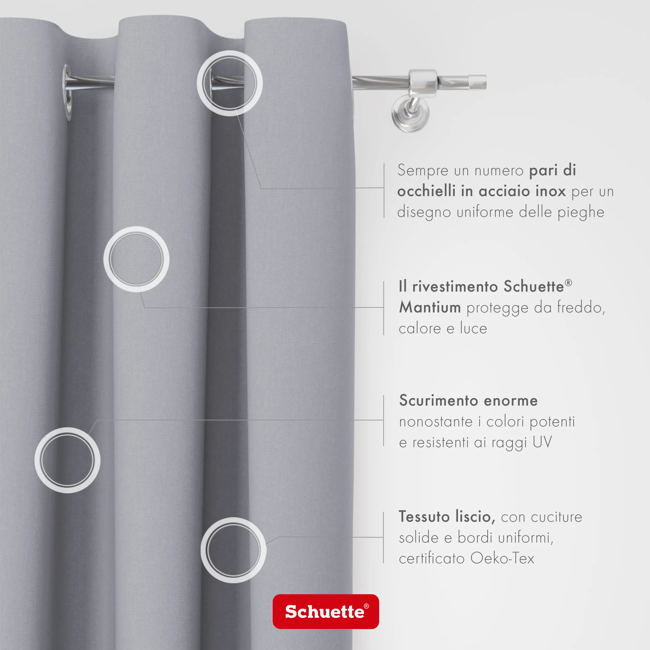 Schuette® Verdunkelungs-Vorhang Gardine mit Ösen nach Maß ● Century Black Kollektion: Fine Platinium (Silber) ● 1 Stück ● Knitterfrei Pflegeleicht Thermo Blickdicht & stark Abdunkelnd