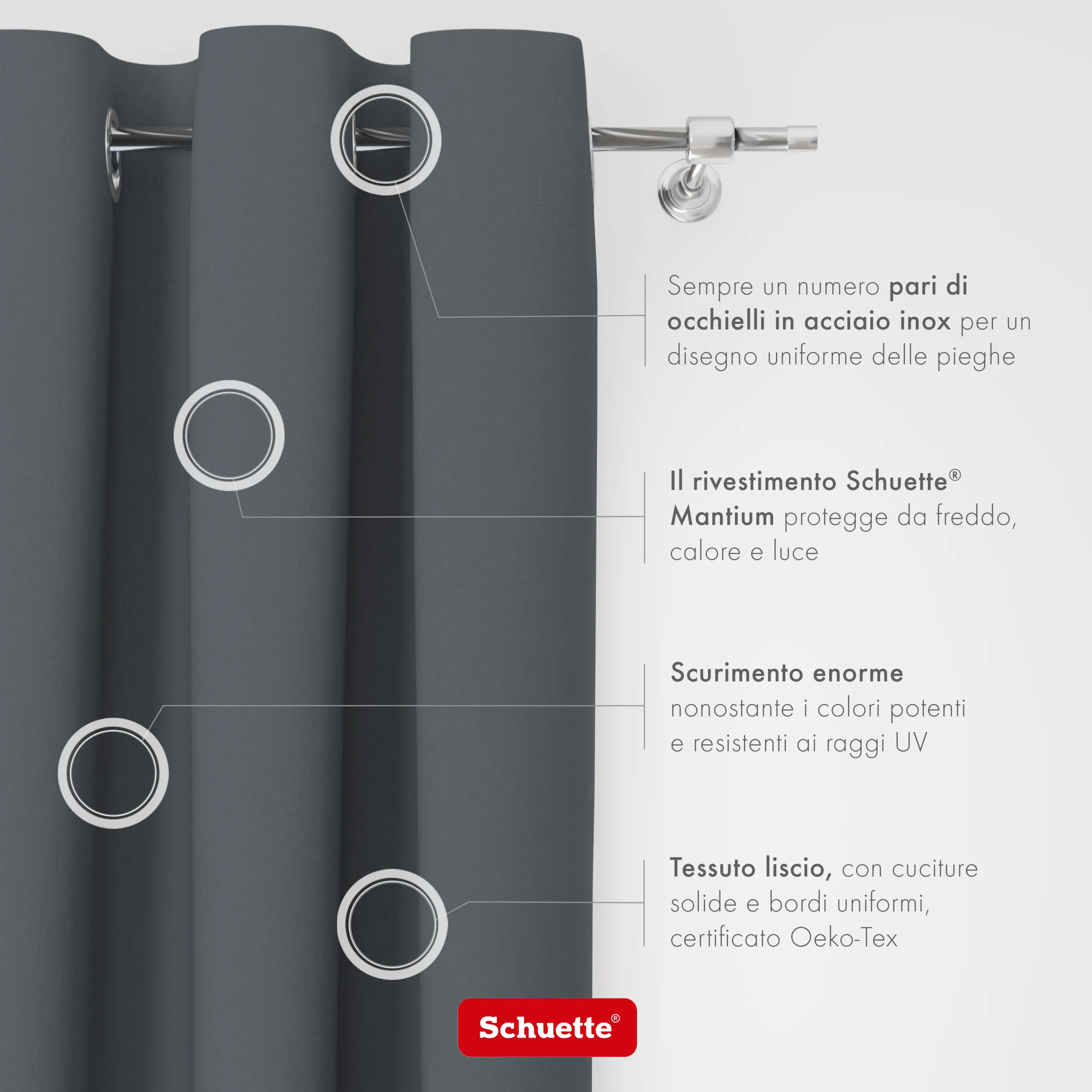Schuette® Verdunkelungs-Vorhang Gardine mit Ösen nach Maß ● Century Black Kollektion: Shadow Touch (Grau) ● 1 Stück ● Knitterfrei Pflegeleicht Thermo Blickdicht & stark Abdunkelnd
