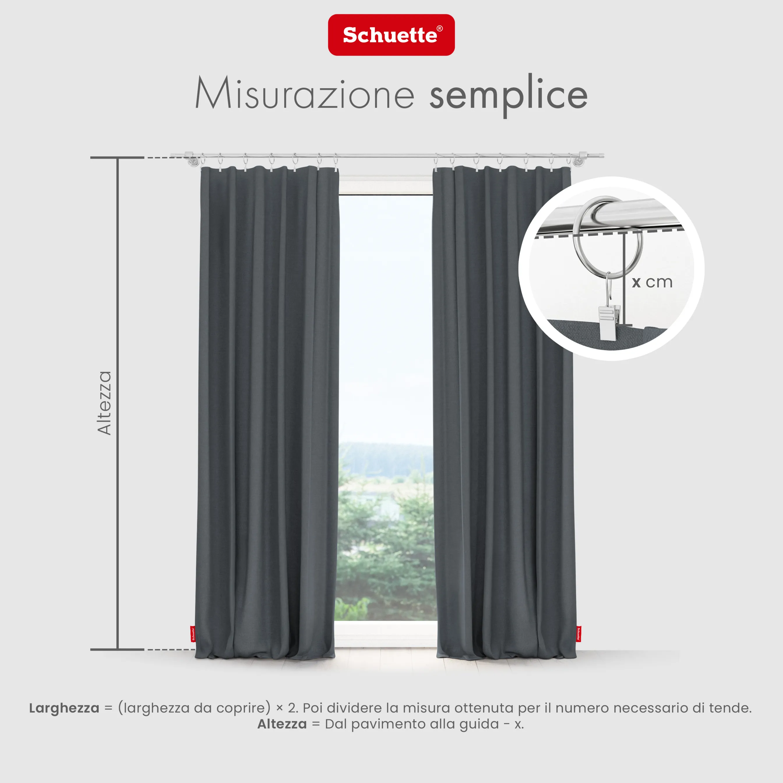 Schuette® Verdunkelungs-Vorhang Gardine mit Tunnelband nach Maß ● Century Black Kollektion: Shadow Touch (Grau) ● 1 Stück ● Knitterfrei Pflegeleicht Thermo Blickdicht & stark Abdunkelnd