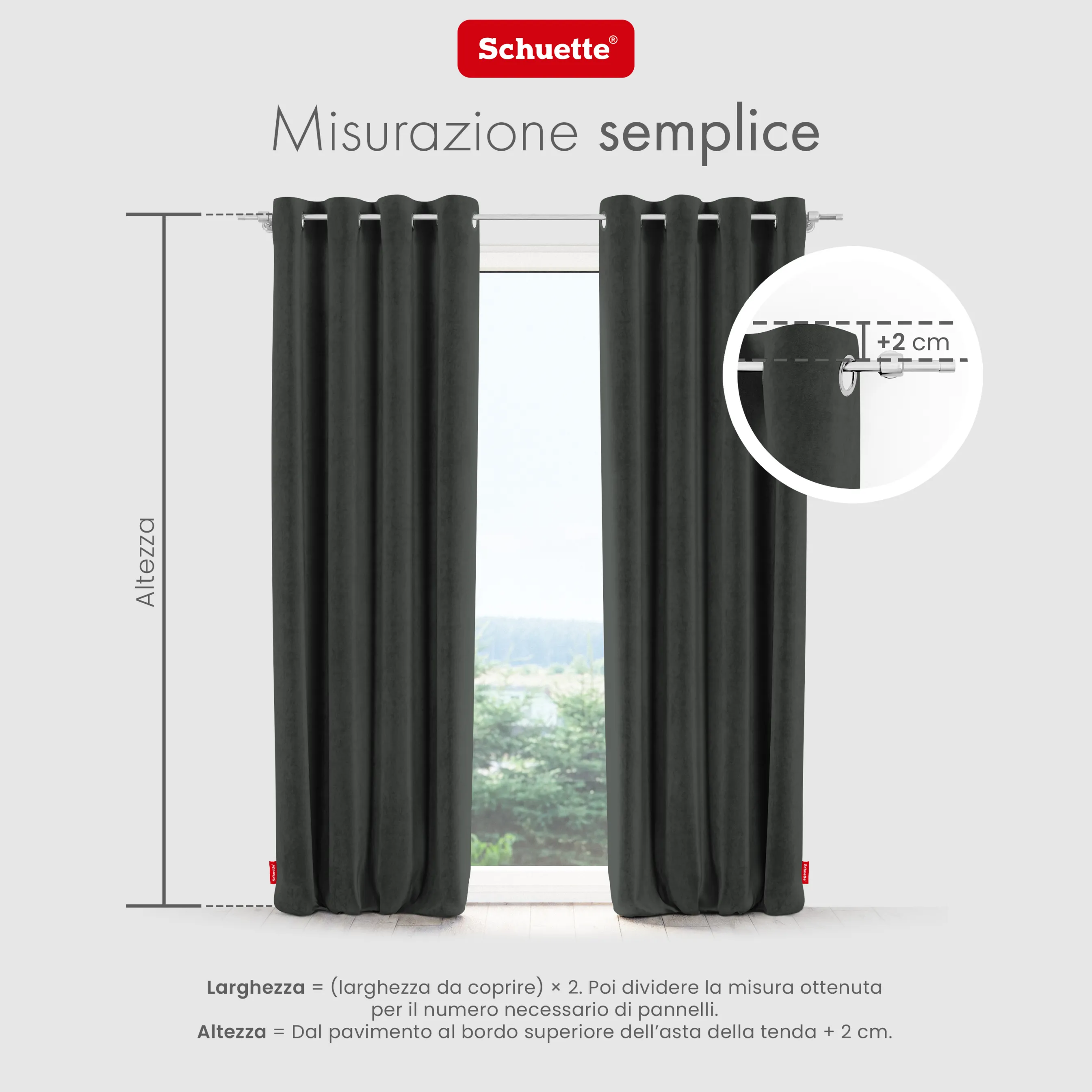 Schuette® Verdunkelungs-Vorhang Gardine mit Ösen nach Maß ● Millenium Velvet Kollektion: Dark Shadow (Grau) ● 1 Stück ● Knitterfrei Pflegeleicht Thermo Blickdicht & stark Abdunkelnd