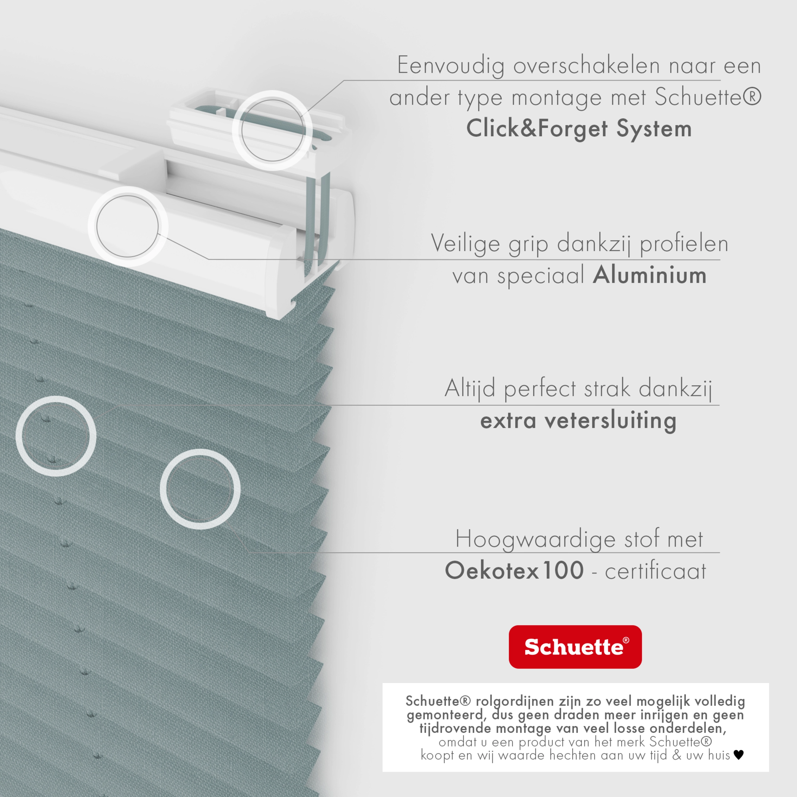 Schuette® Dachfenster Plissee nach Maß • Melange Kollektion: Rocky Mountain (Grau) • Profilfarbe: Weiß