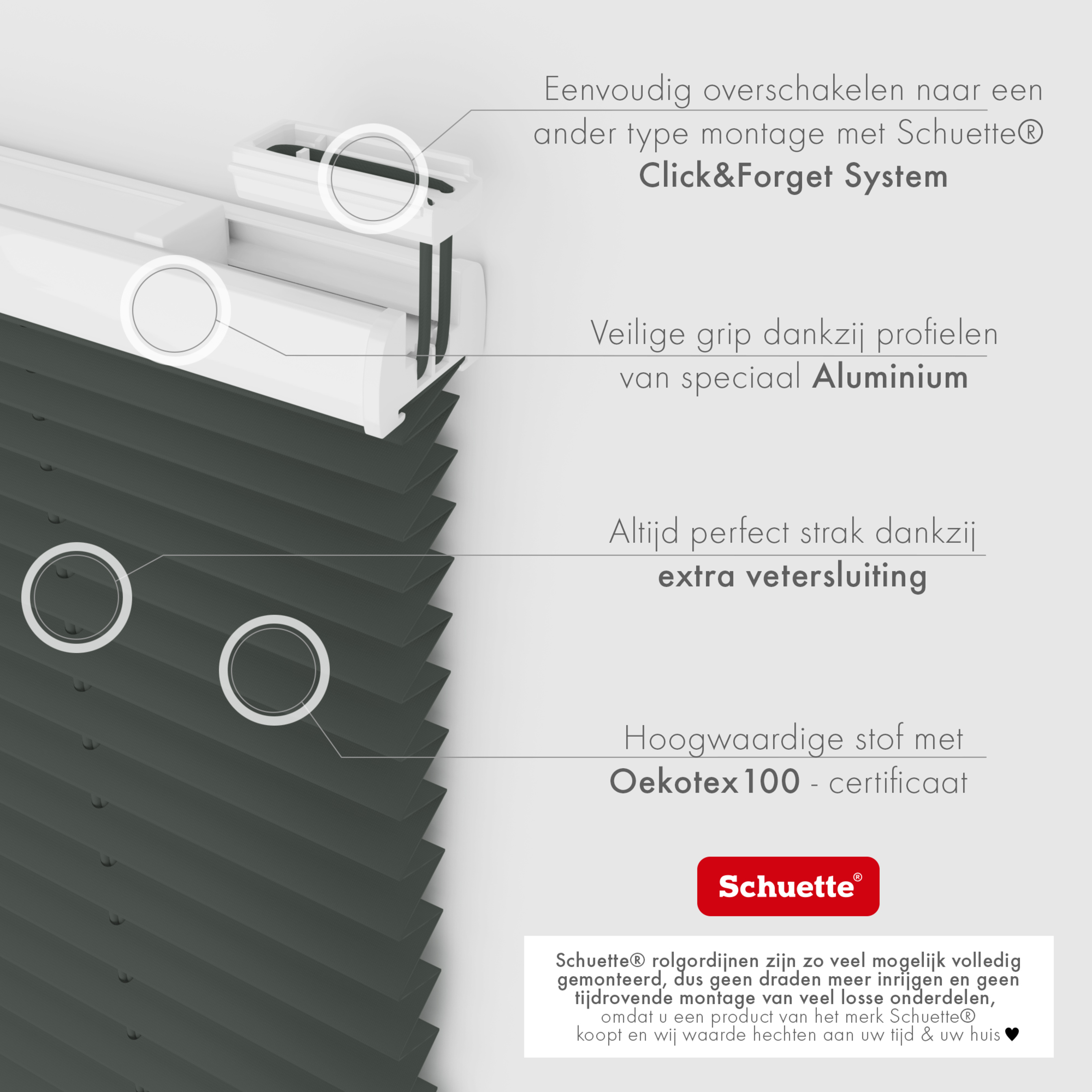Schuette® Dachfenster Plissee nach Maß • Premium Kollektion: Rocky Mountain (Graphit) • Profilfarbe: Weiß